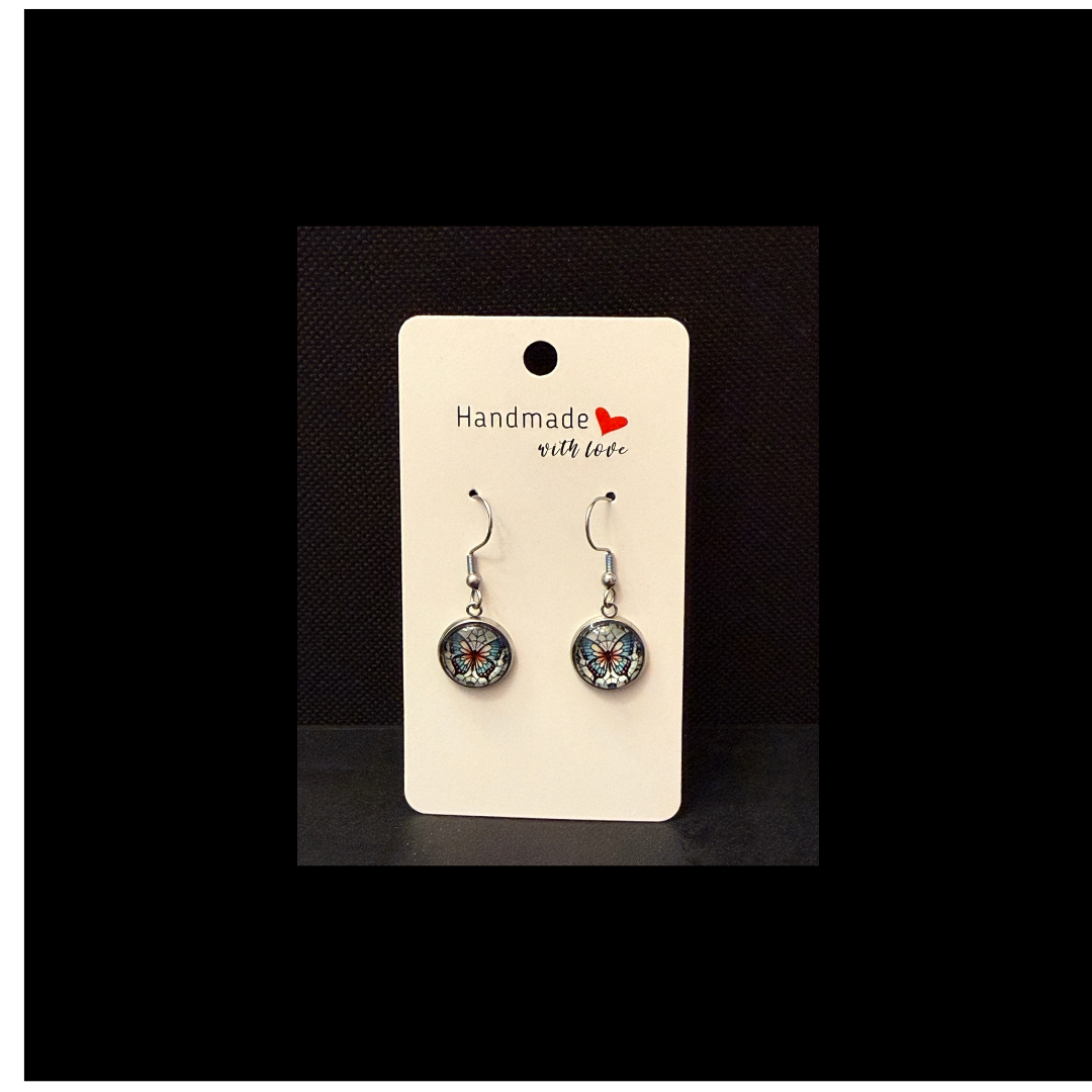 Stained Glass Butterfly Dangle Earrings