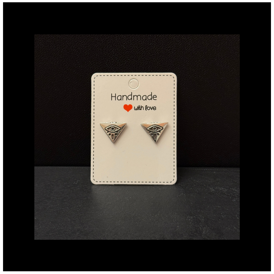Mystic Triangle Evil Eye Stud Earrings