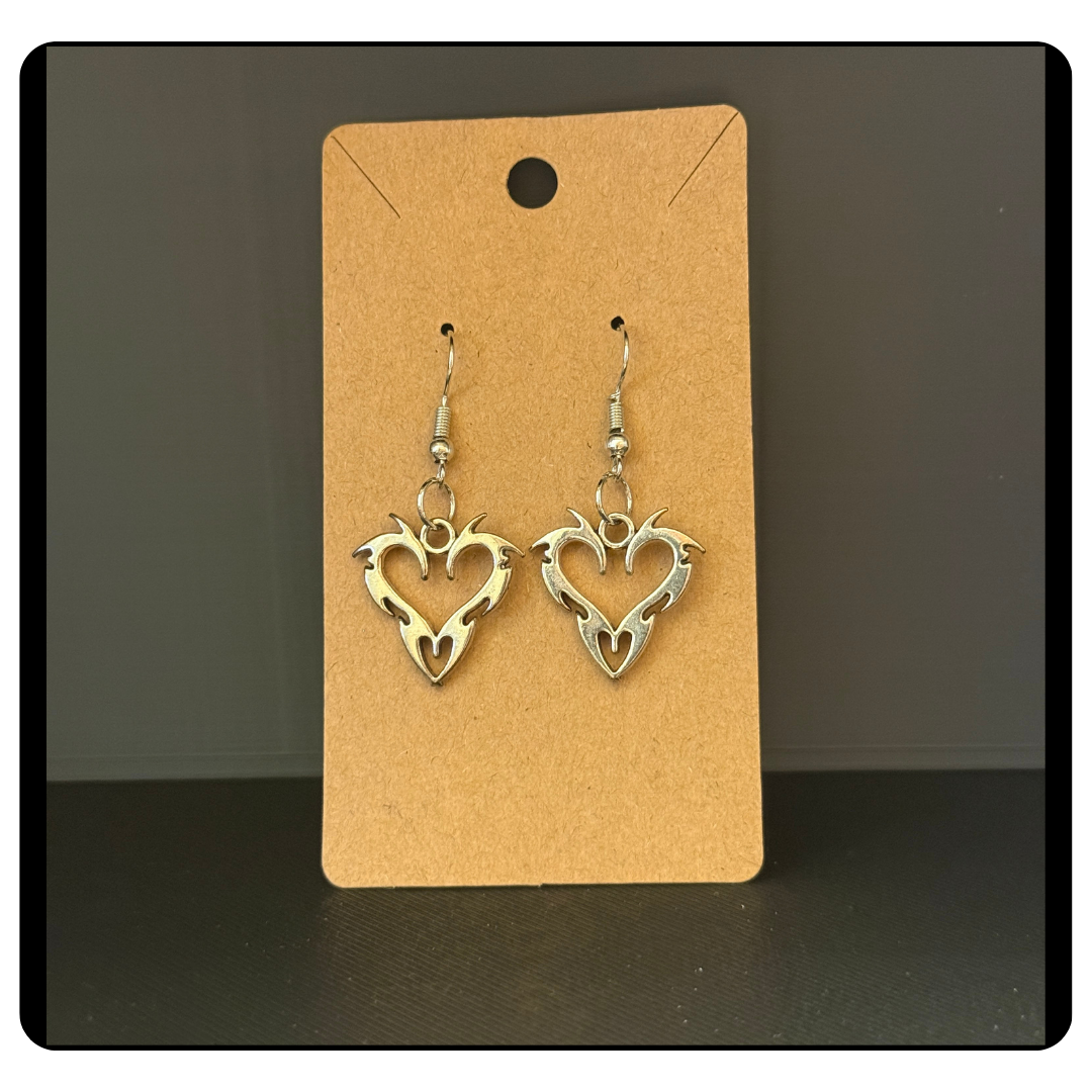 Mystic Heart Gothic Dangle Earrings