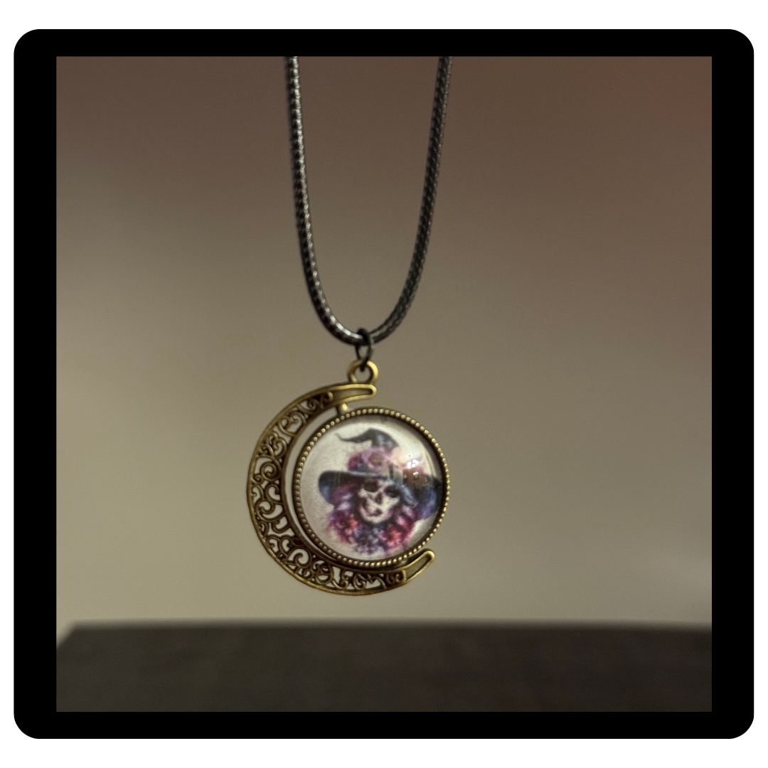 Mystical Witch & Cauldron Fidget Pendant Necklace