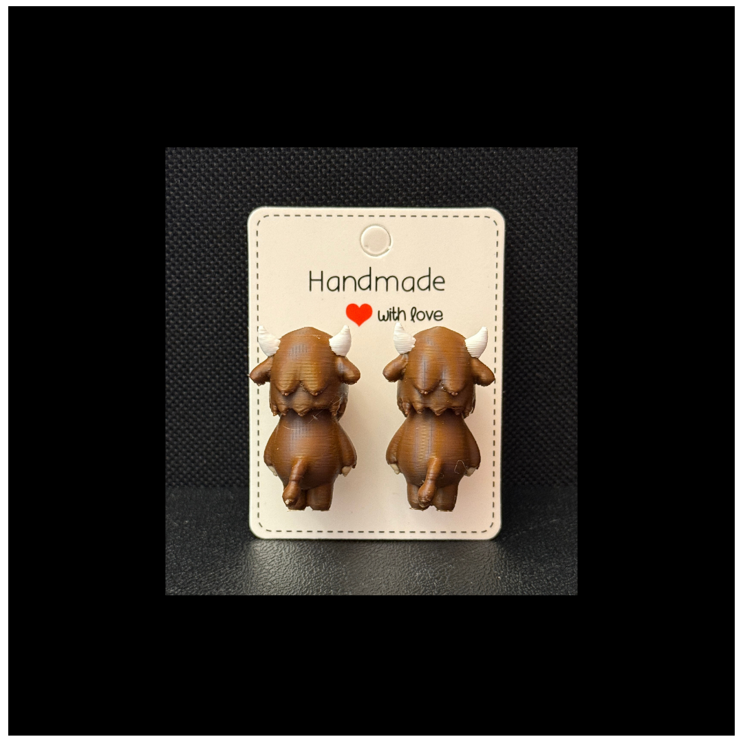 Highland Cow Hypoallergenic Chomper Earrings