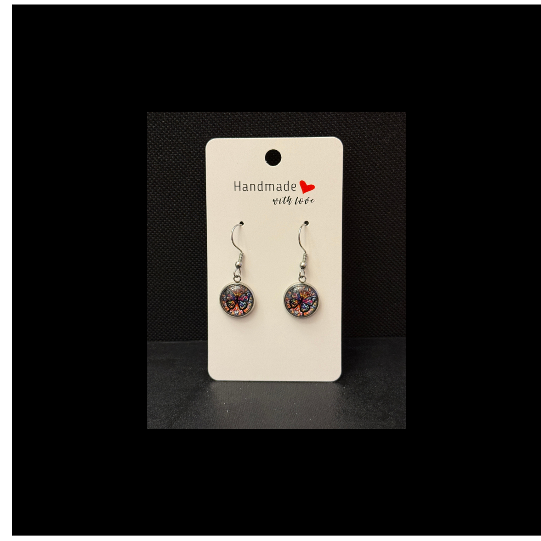 Stained Glass Butterfly Dangle Earrings