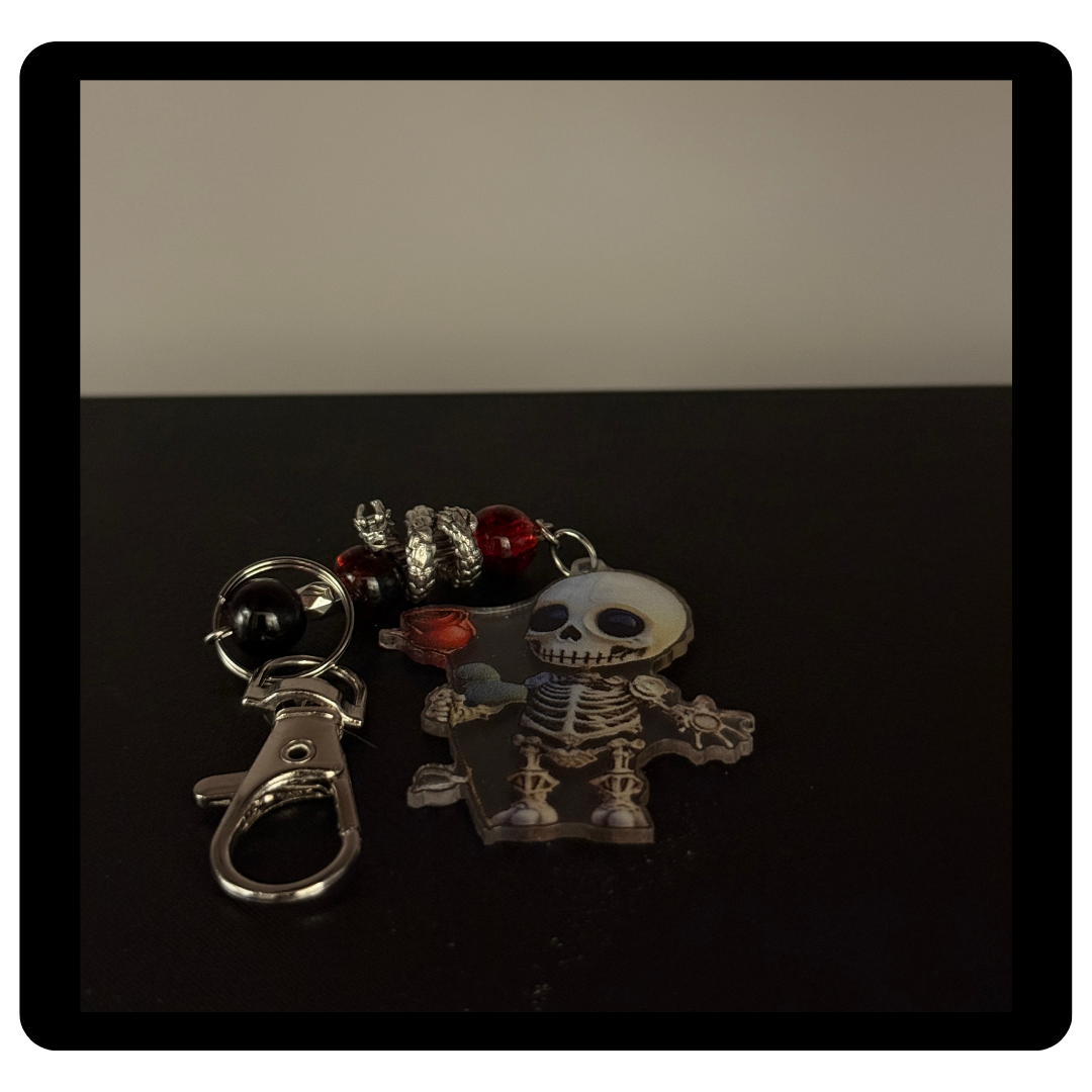 Mystical Skeleton Rose Zipper Pull