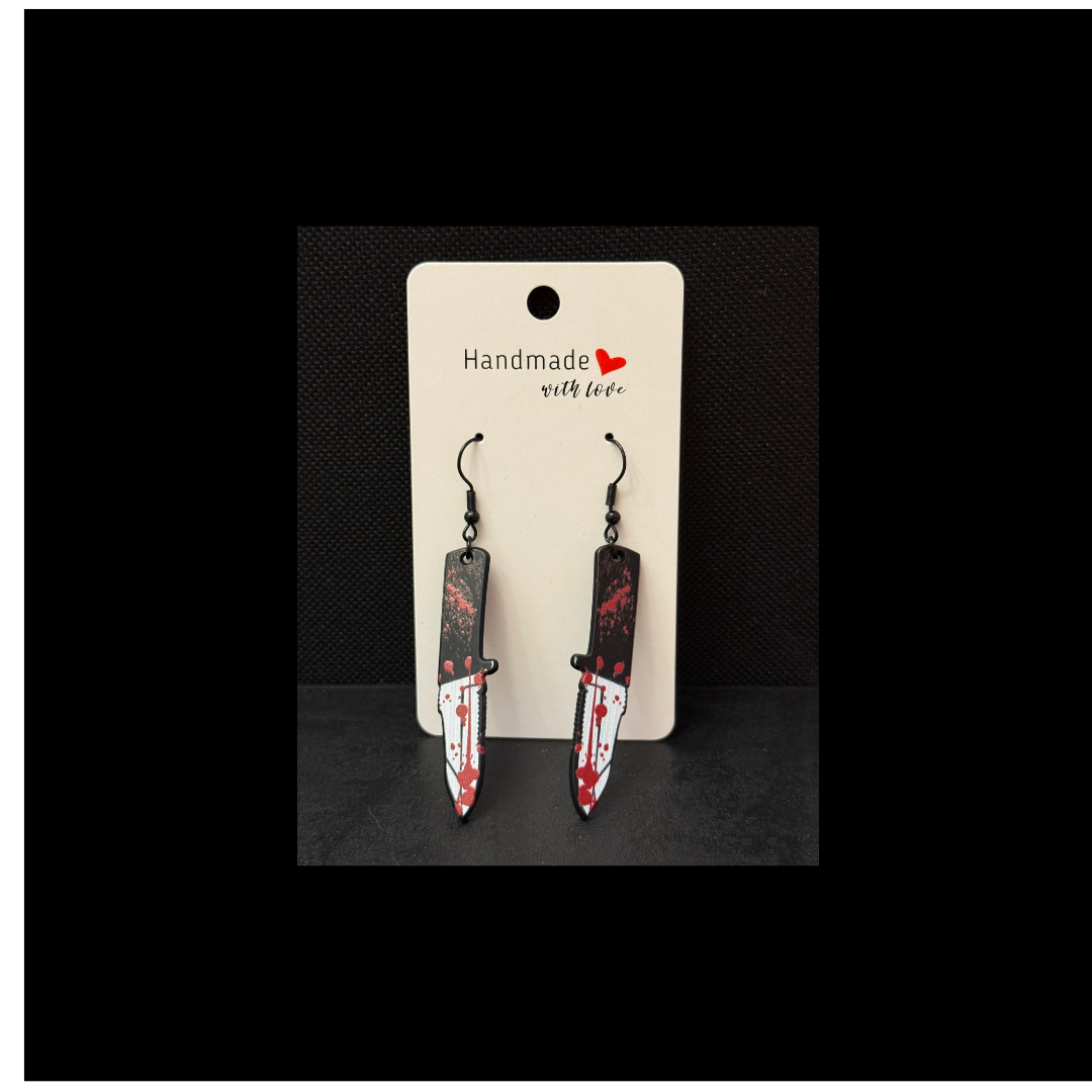 Bloody Hunting Knife Dangle Earrings