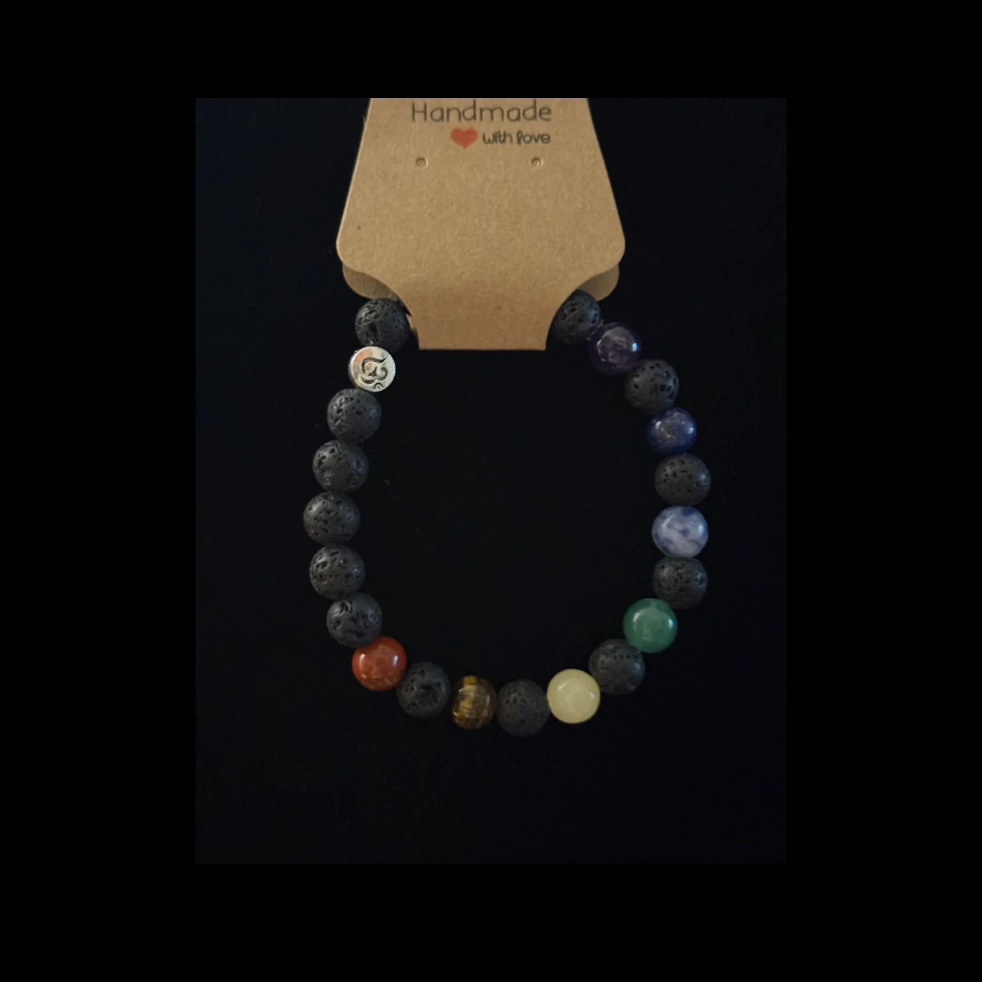 Seven Chakra Lava Stone Beaded Stretch Bracelet