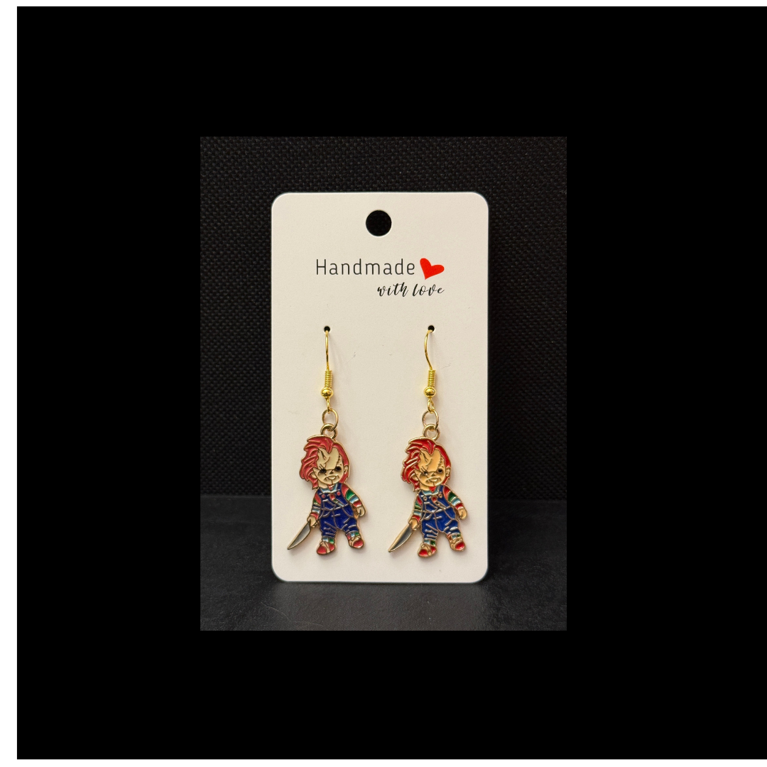 Chucky Gold Tone Dangle Earrings