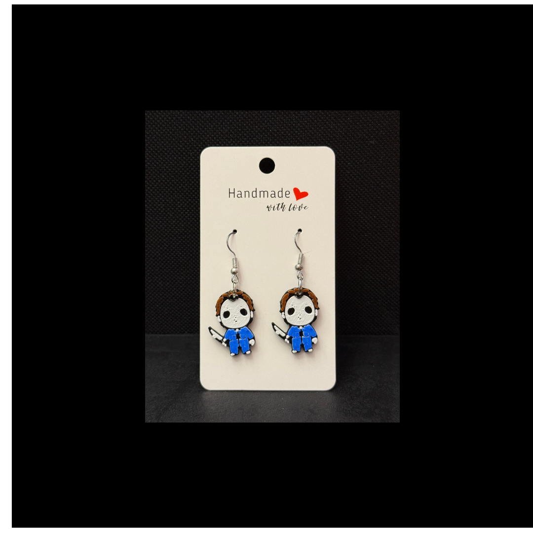 3D-Printed Myers-Inspired Horror Dangle Earrings
