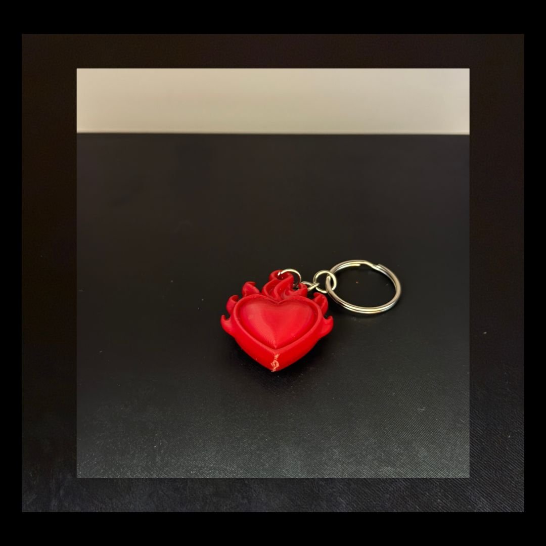 Flaming Heart Keychain