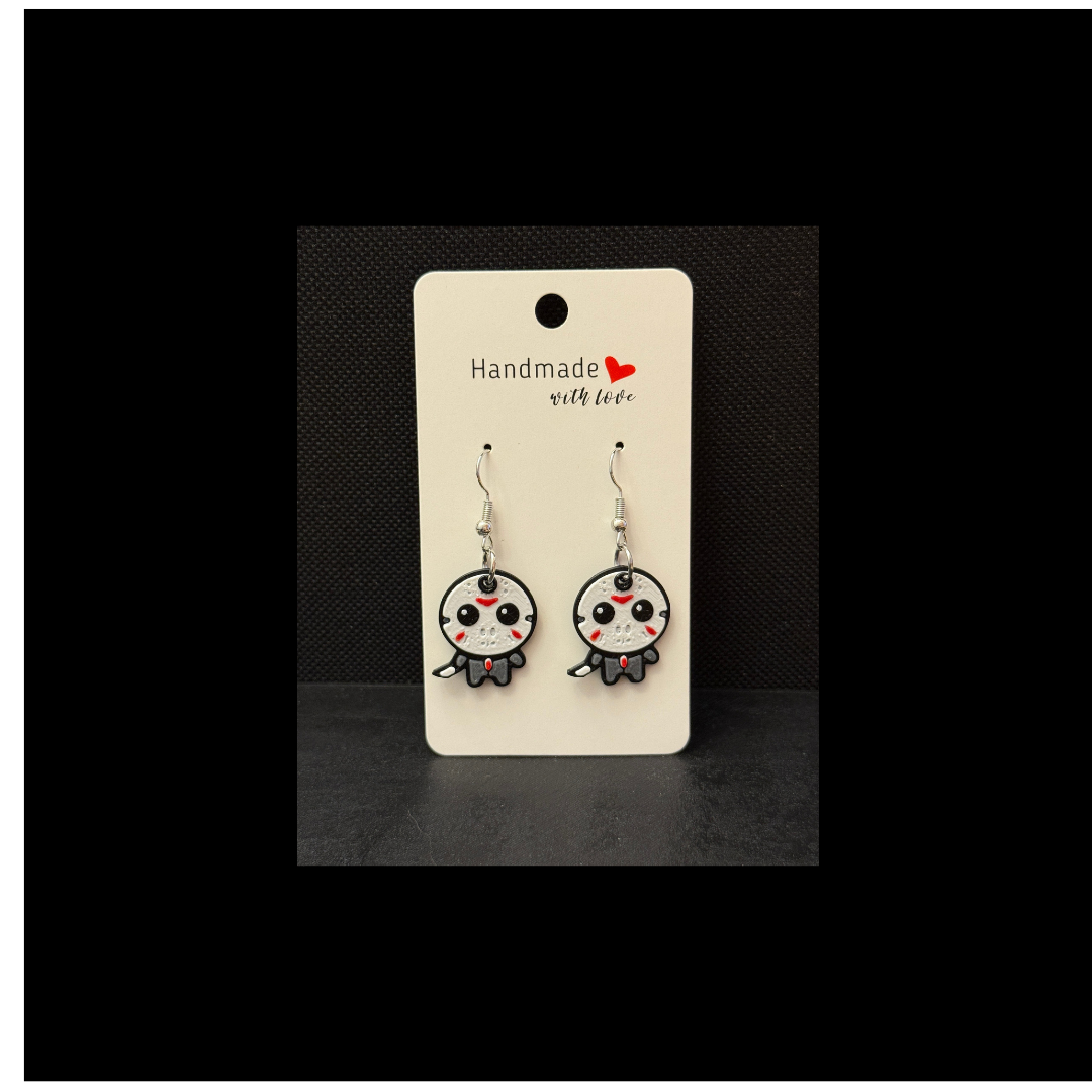 3D-Printed Jason-Inspired Horror Dangle Earrings