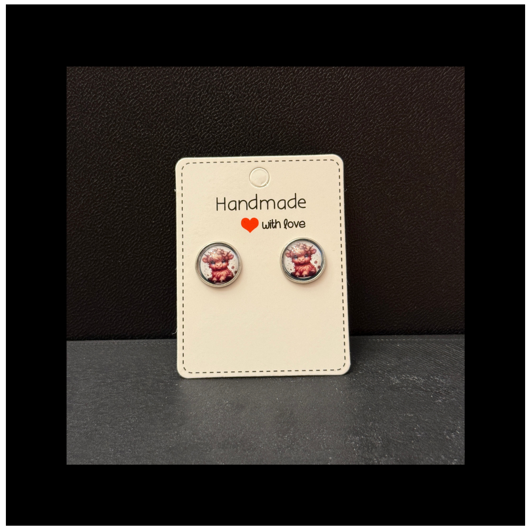 Whimsical Highland Cow Stud Earrings