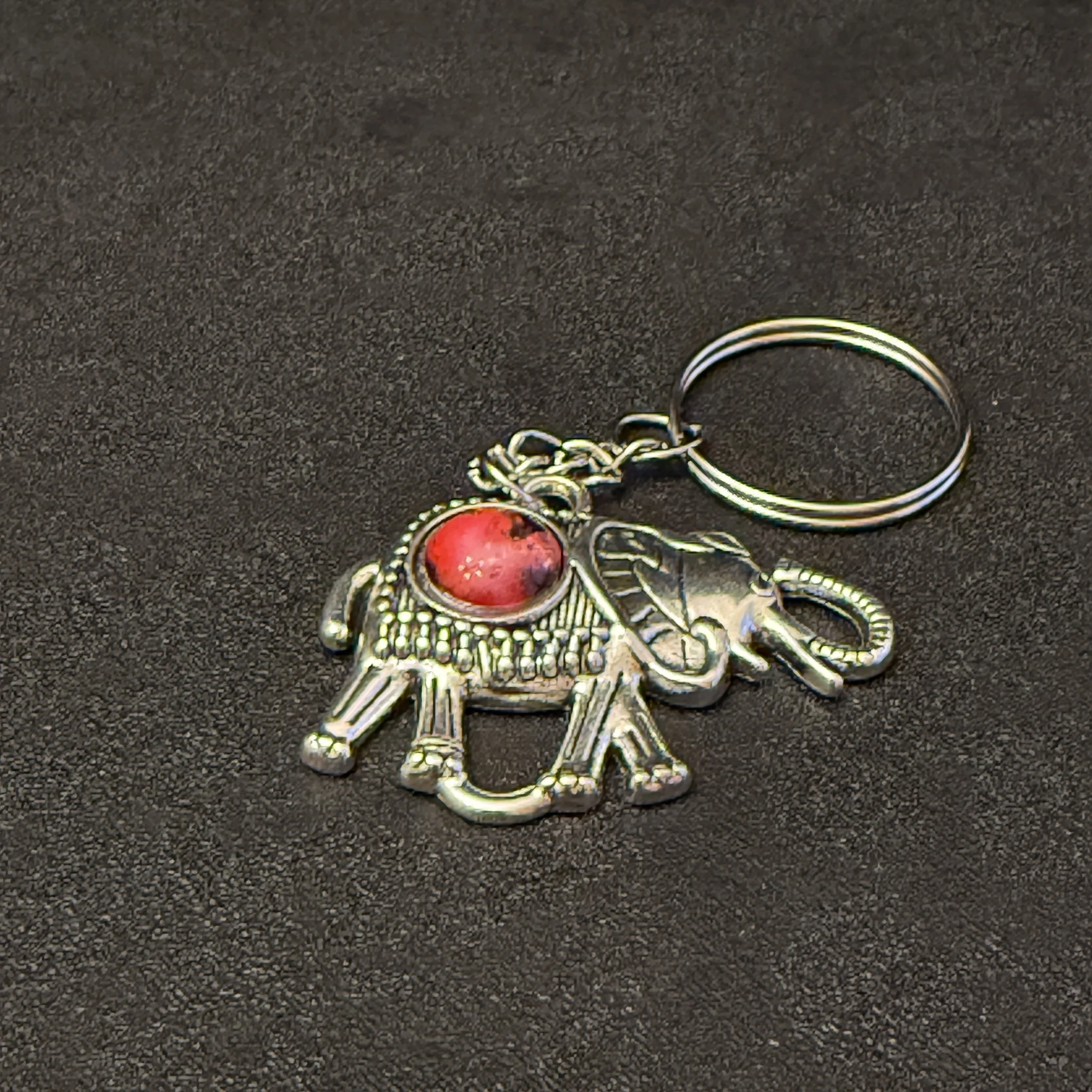 Charming Elephant Keychain with Accent Stone