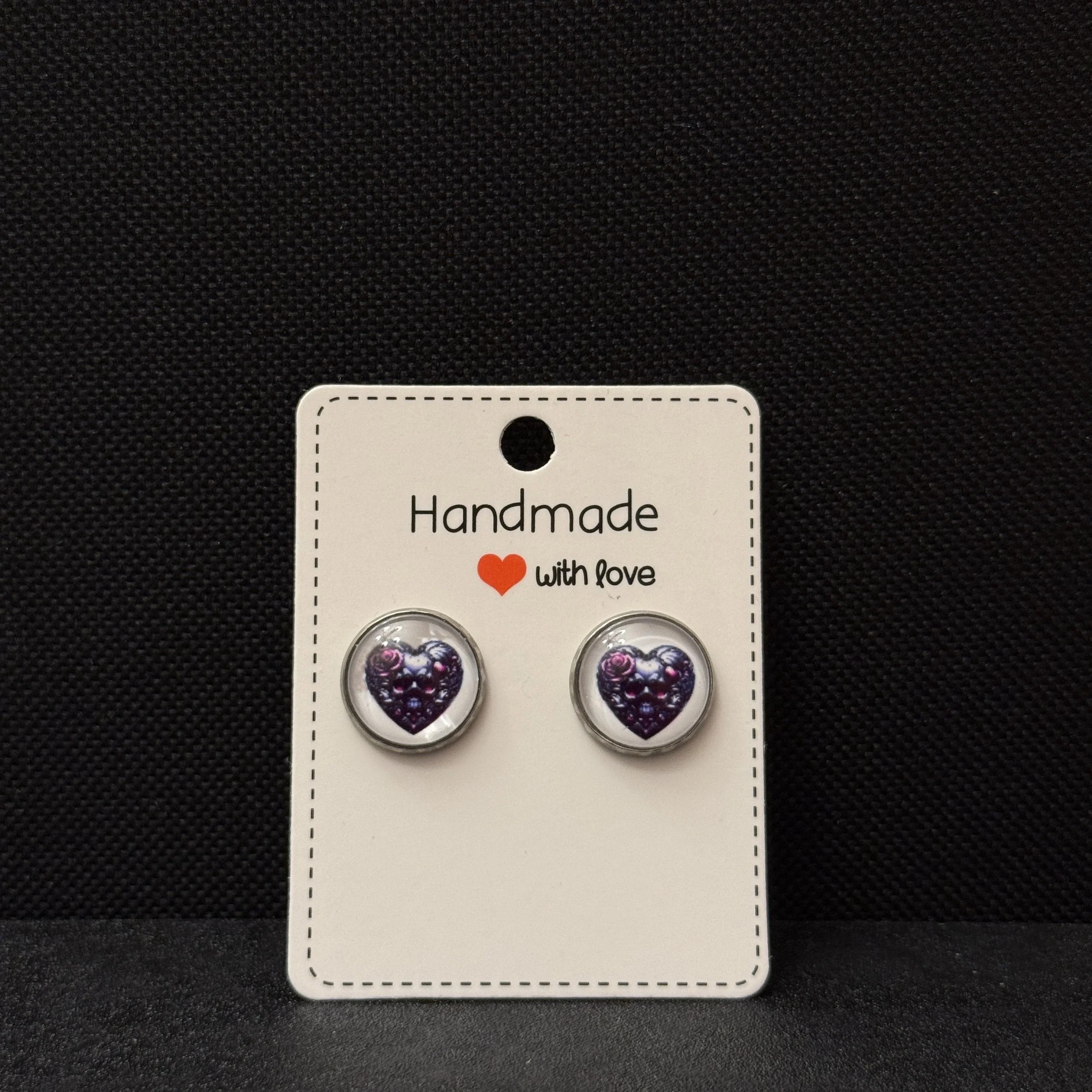 Skull Heart Stud Earrings
