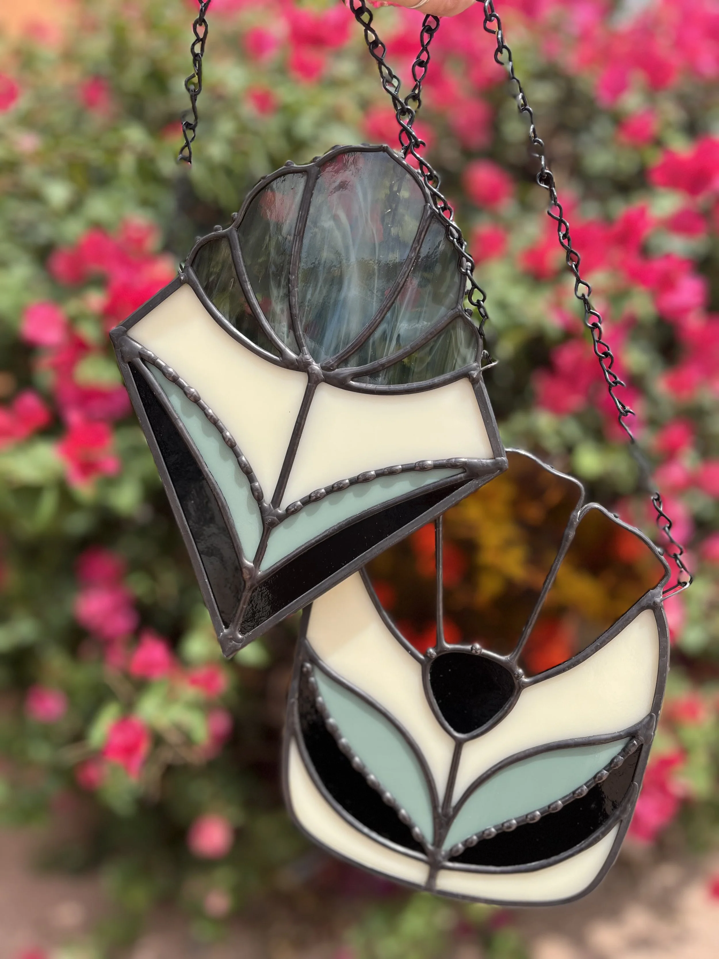 Stained Glass Folk Flower Sun Catcher (MADE TO ORDER)
