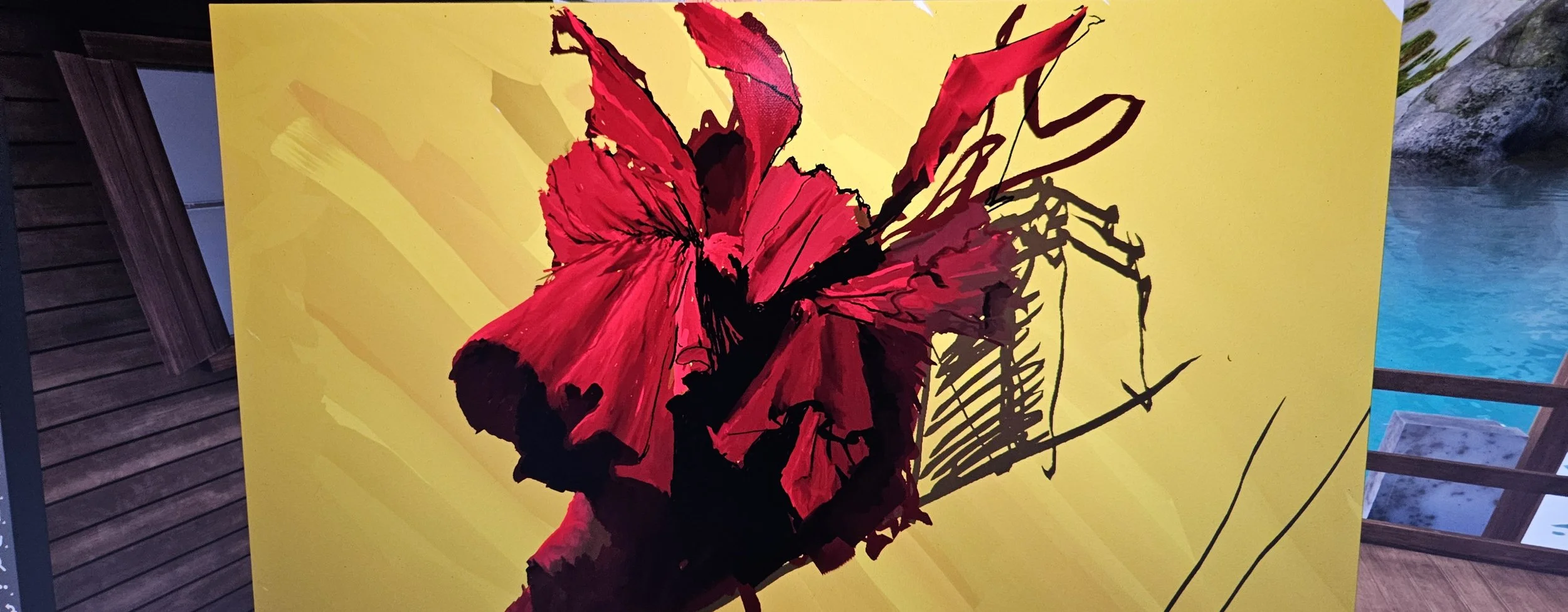 Student digital painting: red flower illustration