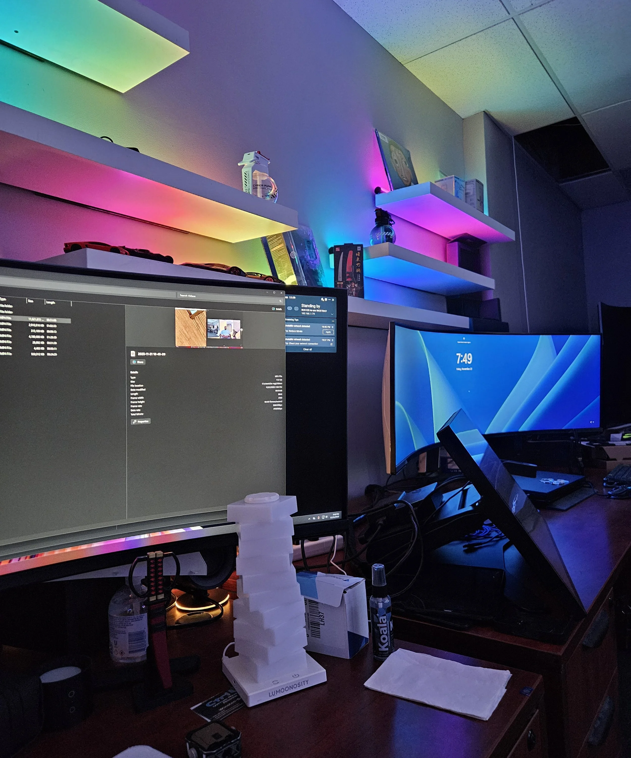 Editing suite: Wacom Cintiq with Nanoleaf hex lighting