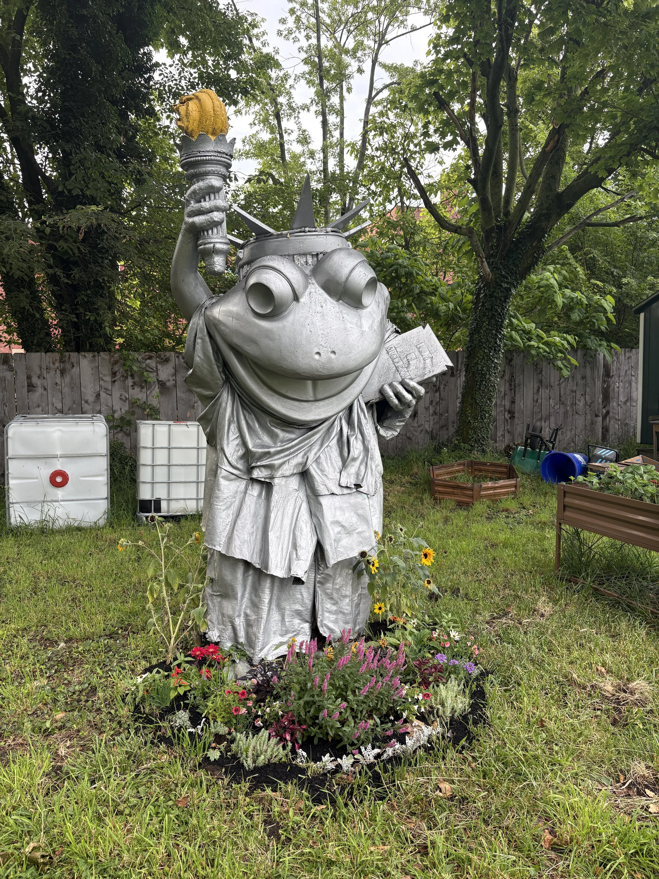"Frog-on"-Liberty, Inside the USCRI-Erie Community Gardens E 26th St & Ash St