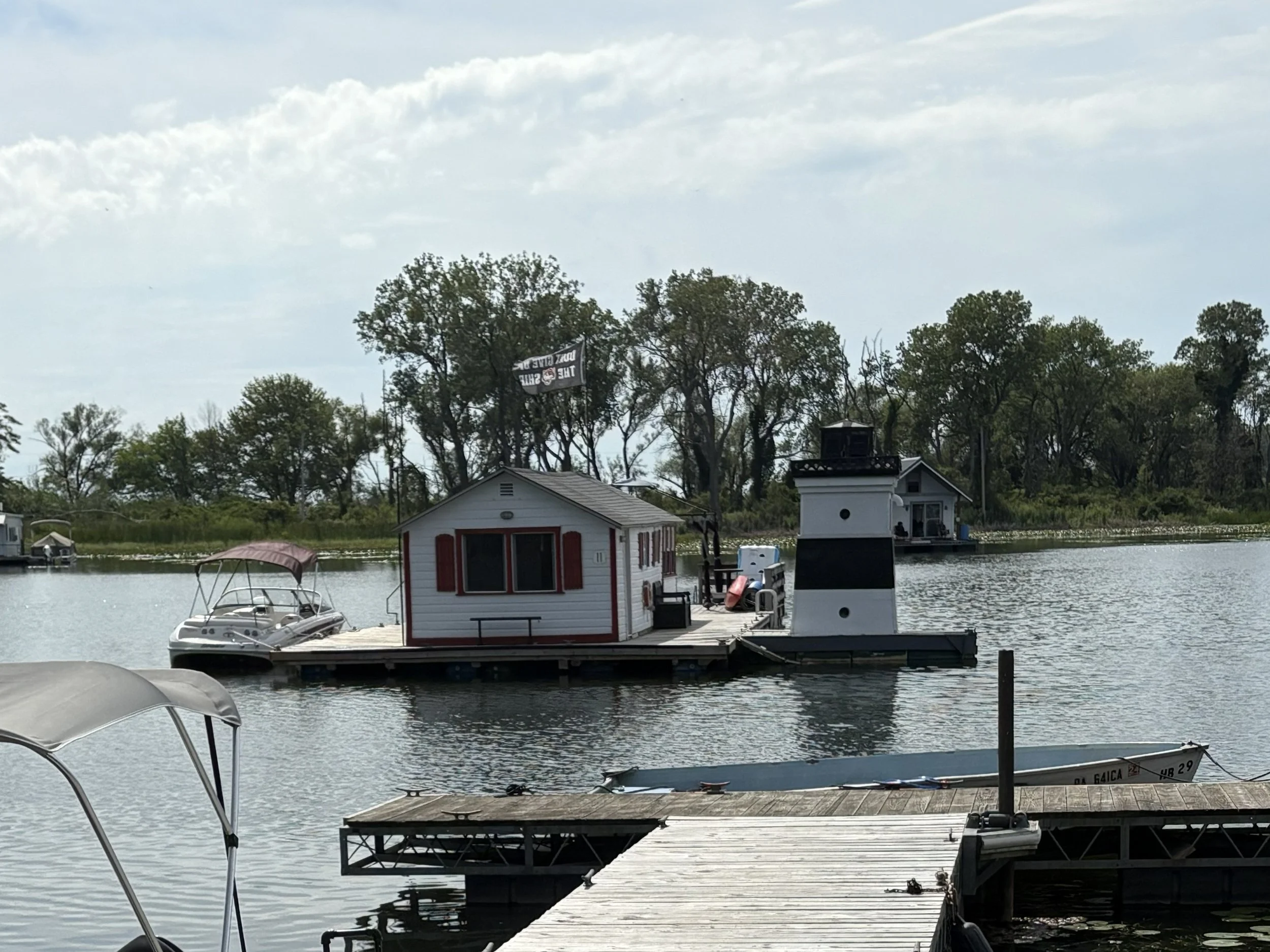  Erie Harbor North Pier Light  Replica on Presque Isle Houseboat Deck