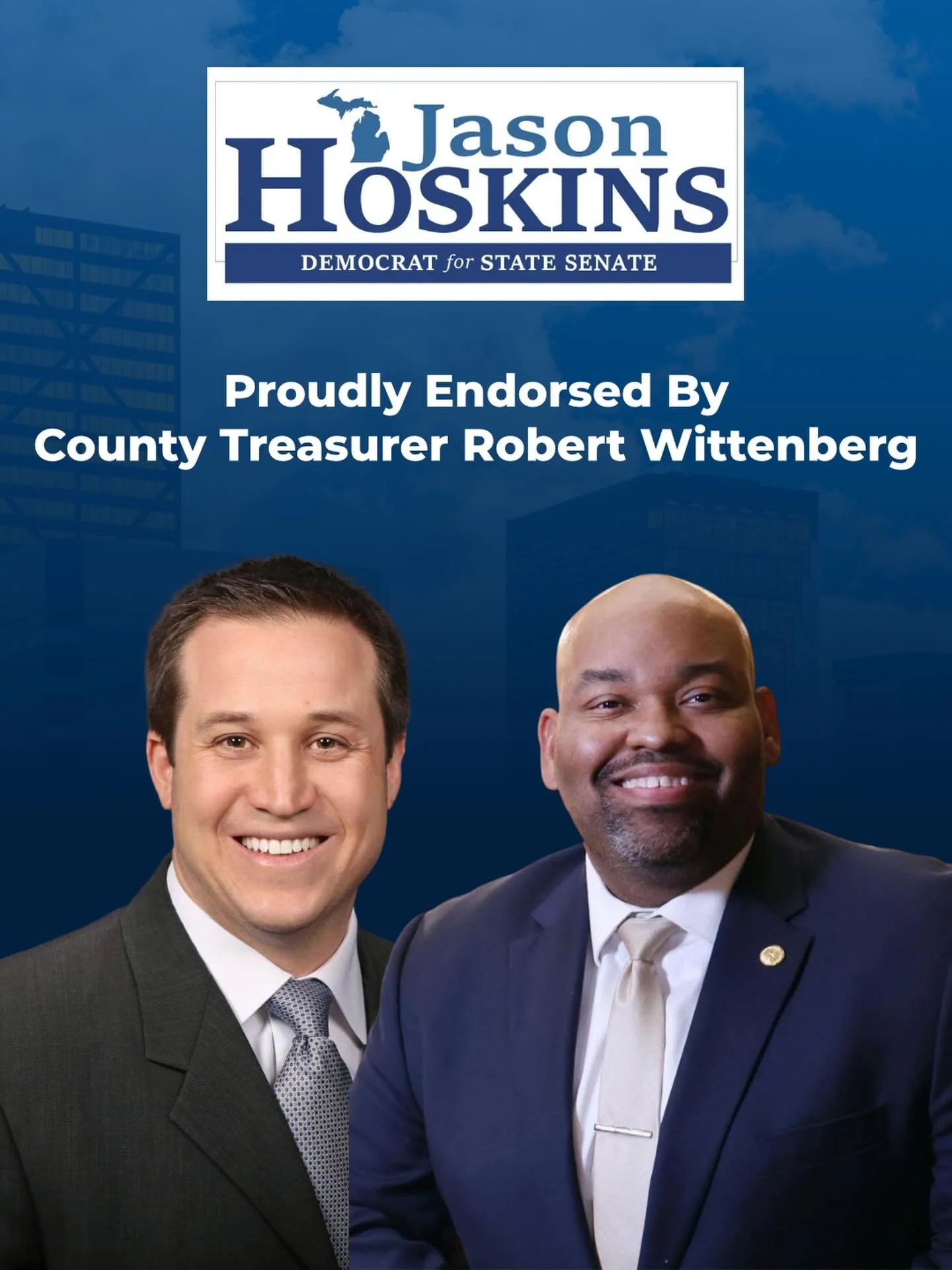 I&rsquo;m honored to receive the endorsement of Oakland County Treasurer Robert Wittenberg.

Robert has been a dedicated leader for Oakland County&mdash;protecting homeowners, strengthening financial stability, and ensuring residents have access to t