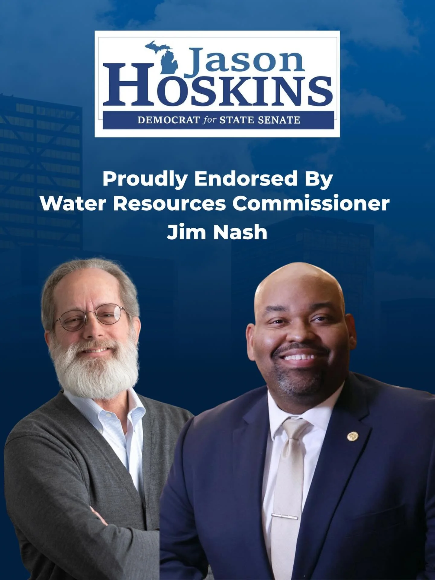I&rsquo;m honored to be endorsed by Oakland County Water Resources Commissioner Jim Nash.

Jim has been a leader in protecting our water, investing in critical infrastructure, and preparing our communities for the challenges ahead. His work has made 
