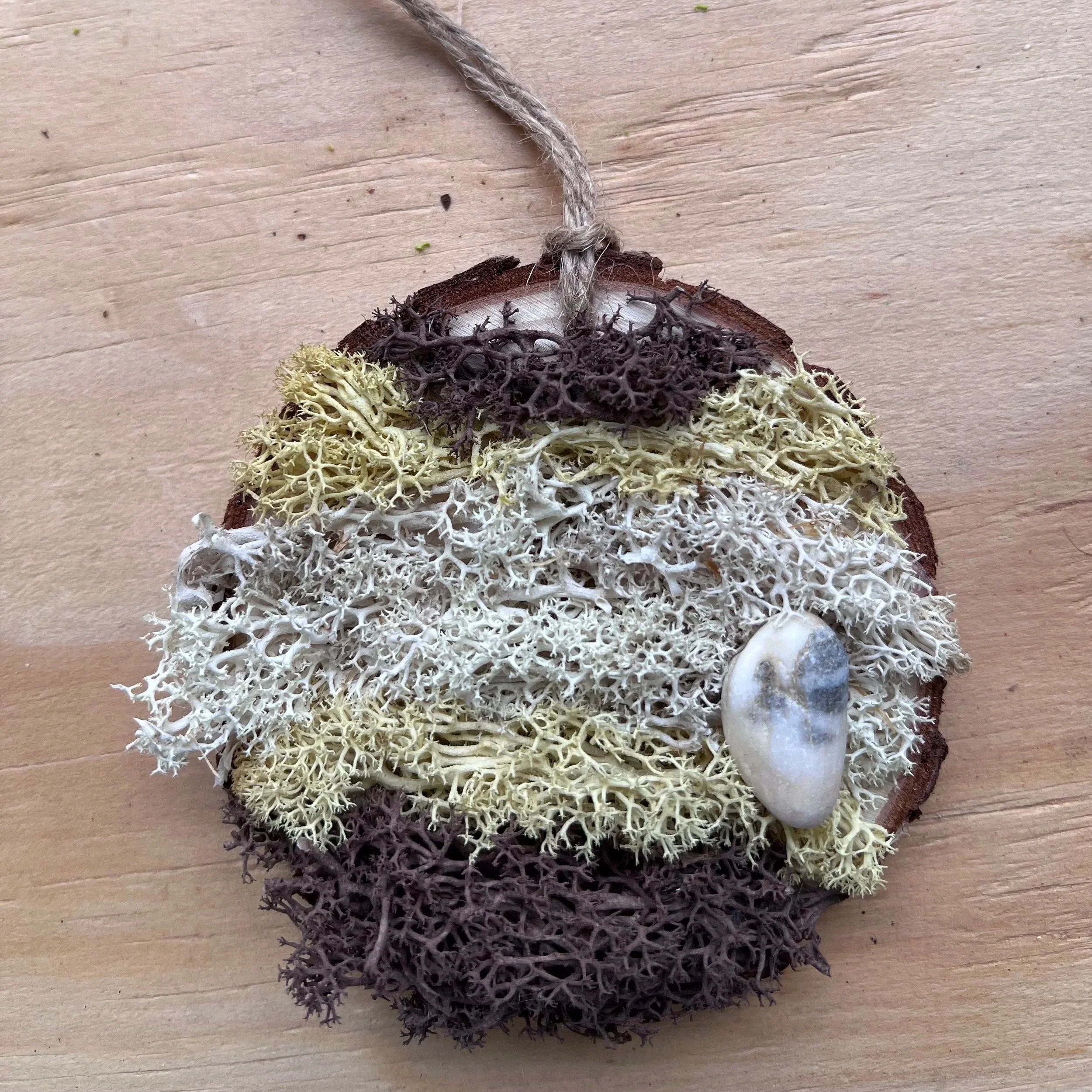 Moss Art Ornament - Striped Winter