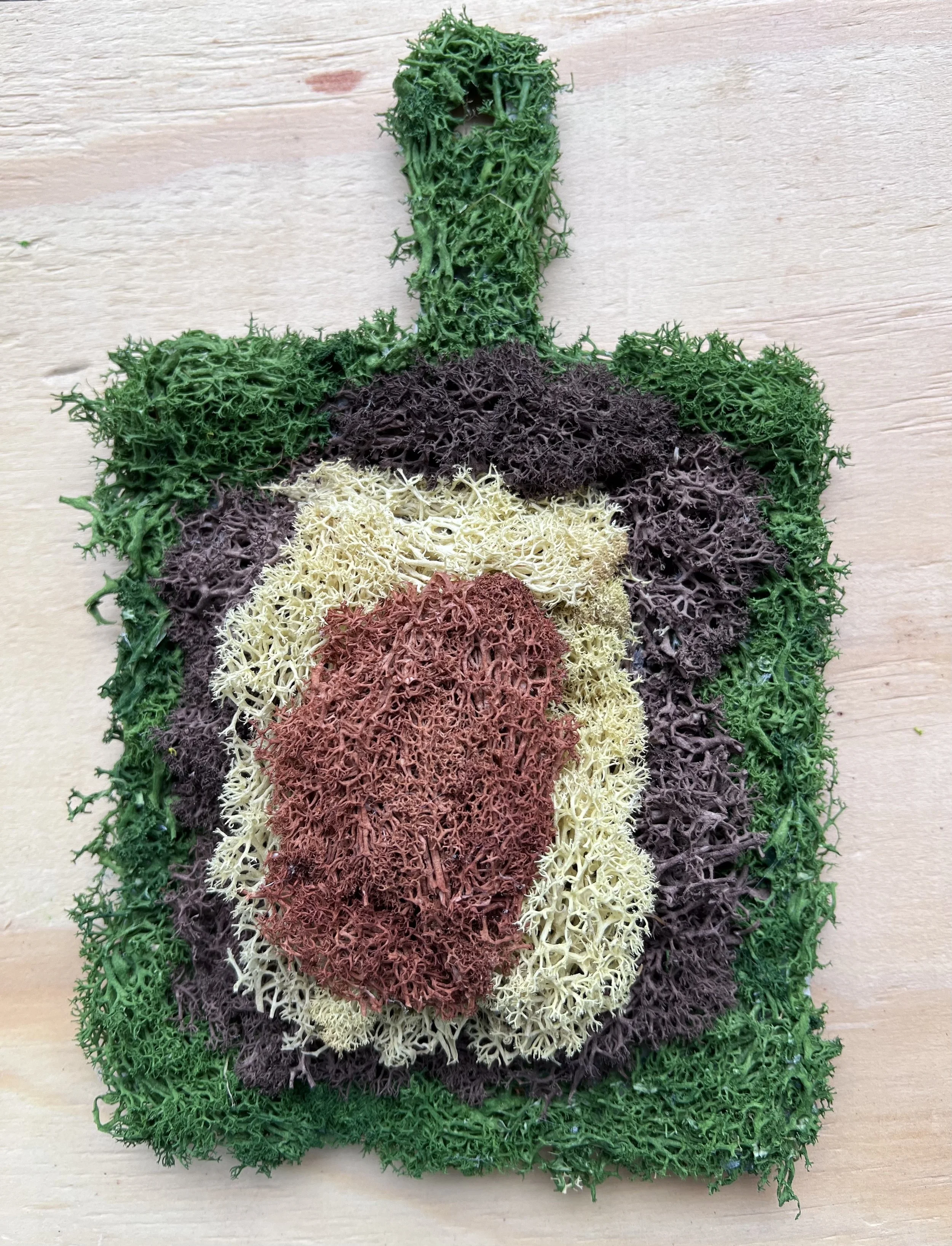 Moss Wall Art on Wooden Paddle - Warm and Layered