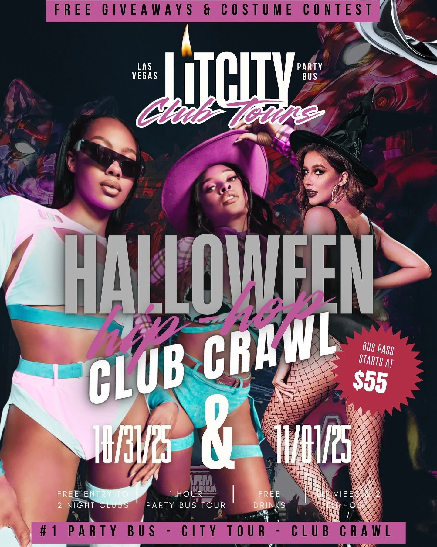 🚨We are giving away $100 to the best dressed! Join our Halloween Club Tour! It&rsquo;s a LIT-uation everytime when you party with 🔥@litcity_partytours! What to expect&hellip; FREE DRINKS | FREE Club/Bar Access | Giveaways | LIT 🔥 Party Bus Tour | 