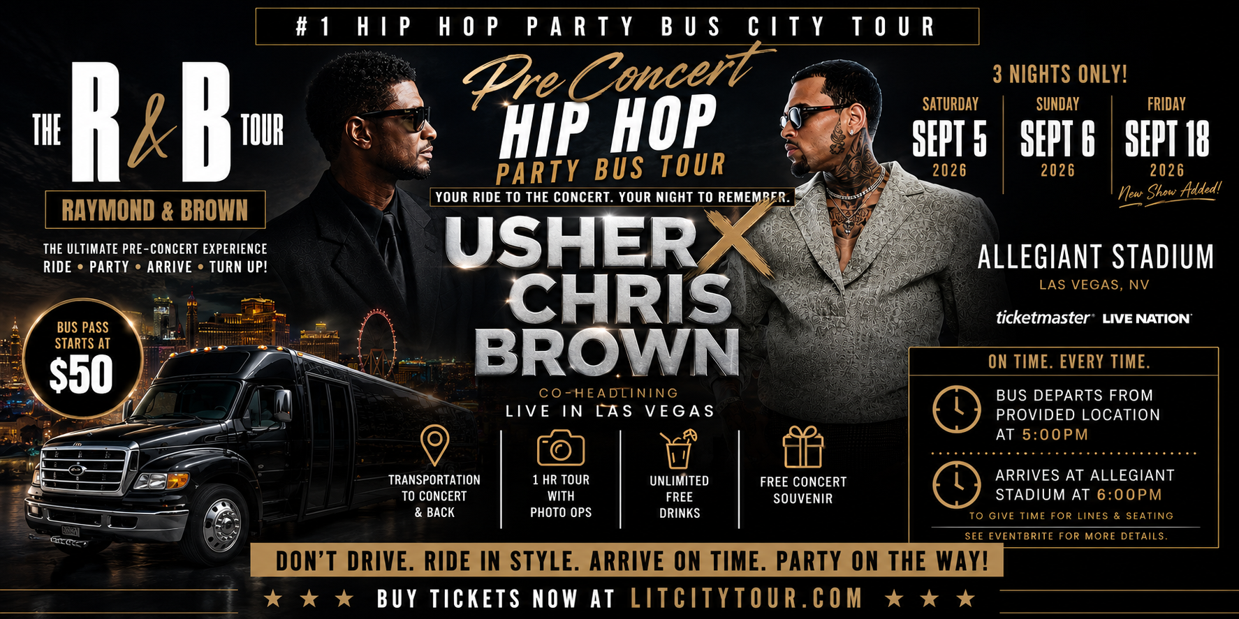 Usher &amp; Chris Brown {R&amp;B Tour}- Pre-Concert Hip Hop Party Bus Tour