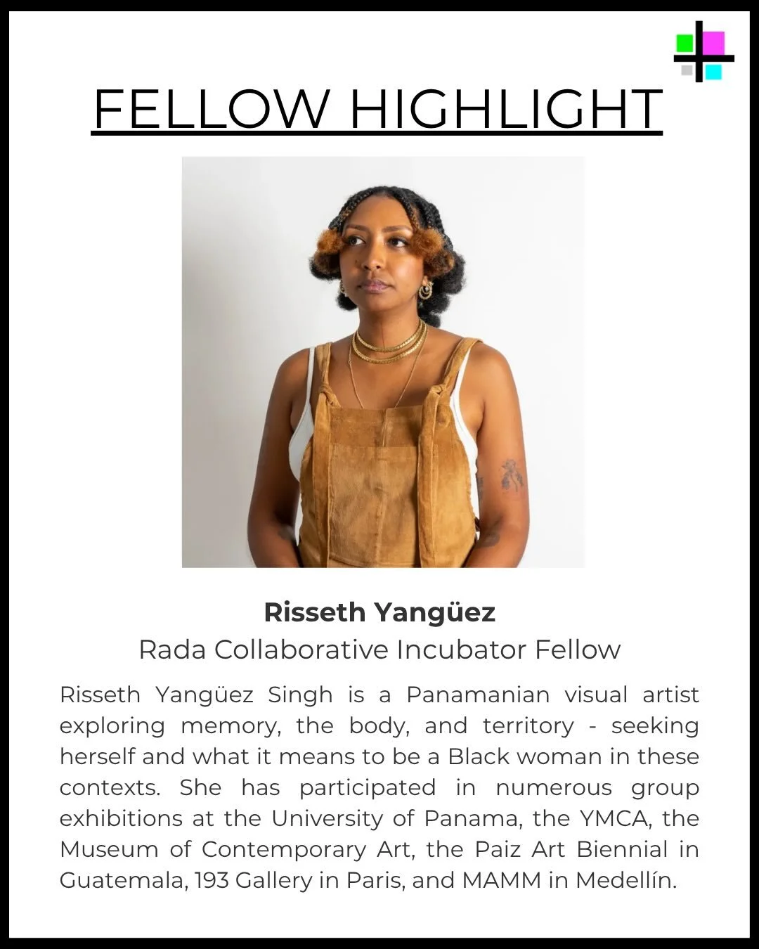 Meet Rada Collaborative Incubator Fellow Risseth Yang&uuml;ez (@rissethyanguezsingh) ✨

Her fellowship project Cusc&uacute; is a feature length documentary currently in post-production, exploring themes of Black Panamanian heritage and identity. 

🎥