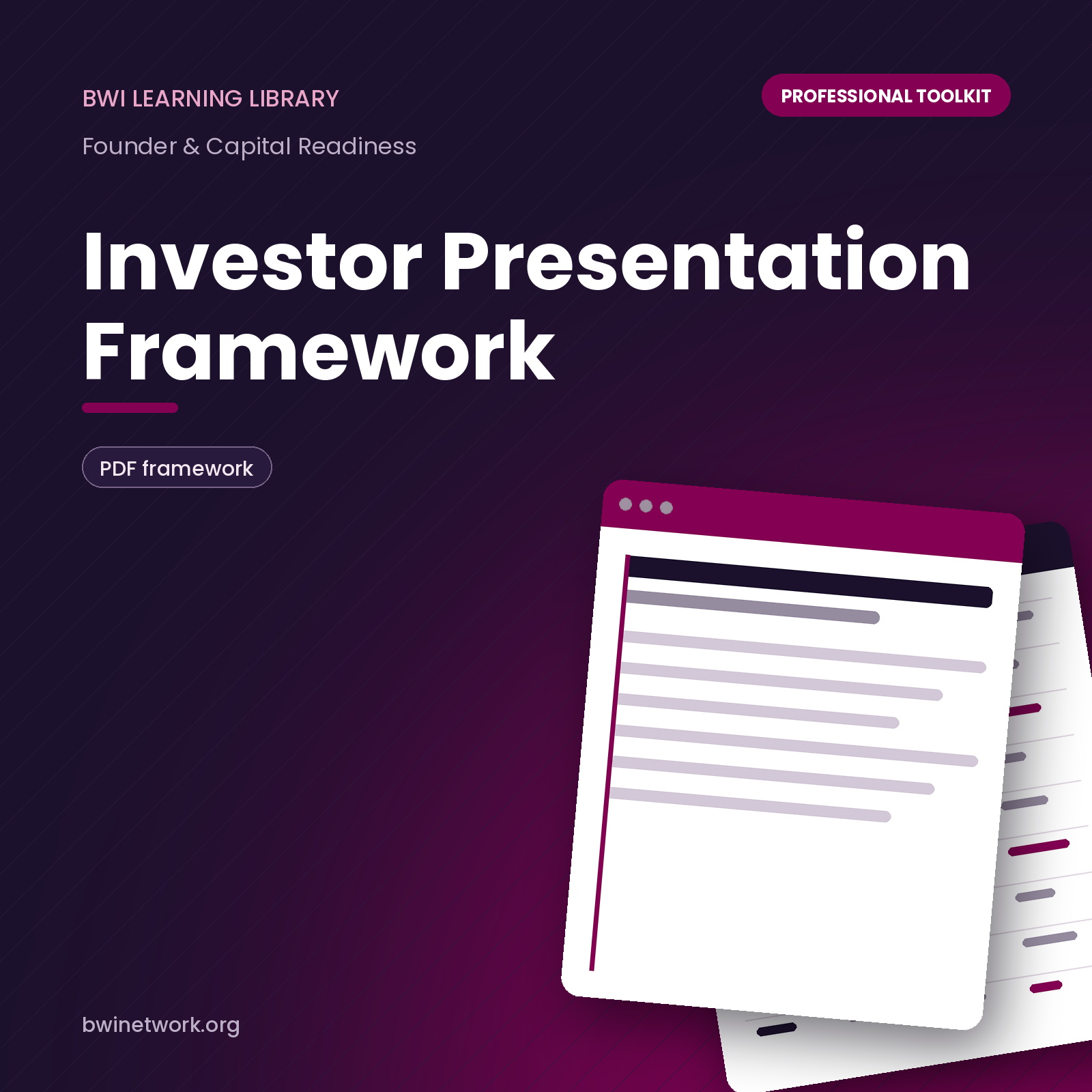 Investor presentation frameworks