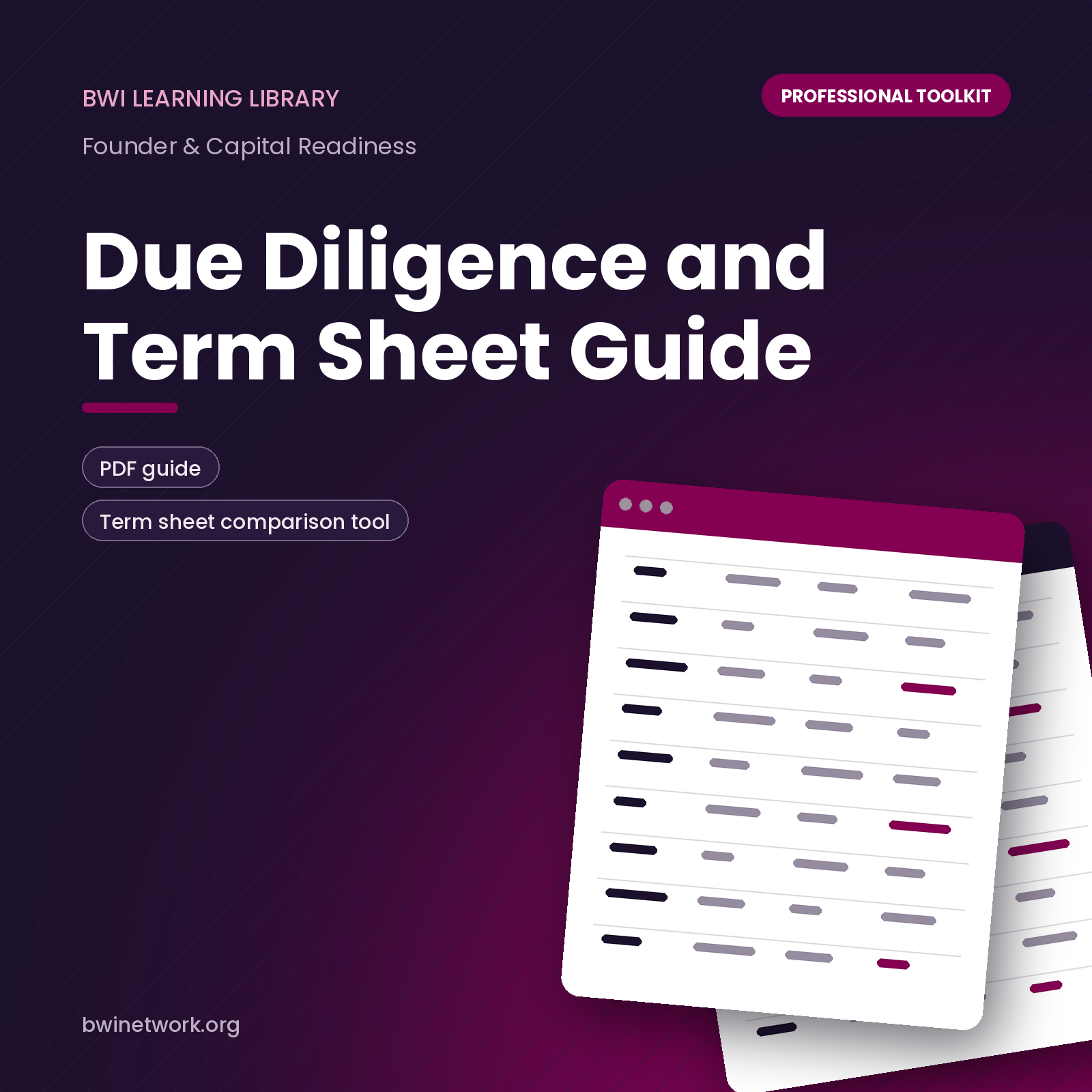 Due diligence and term sheet guides