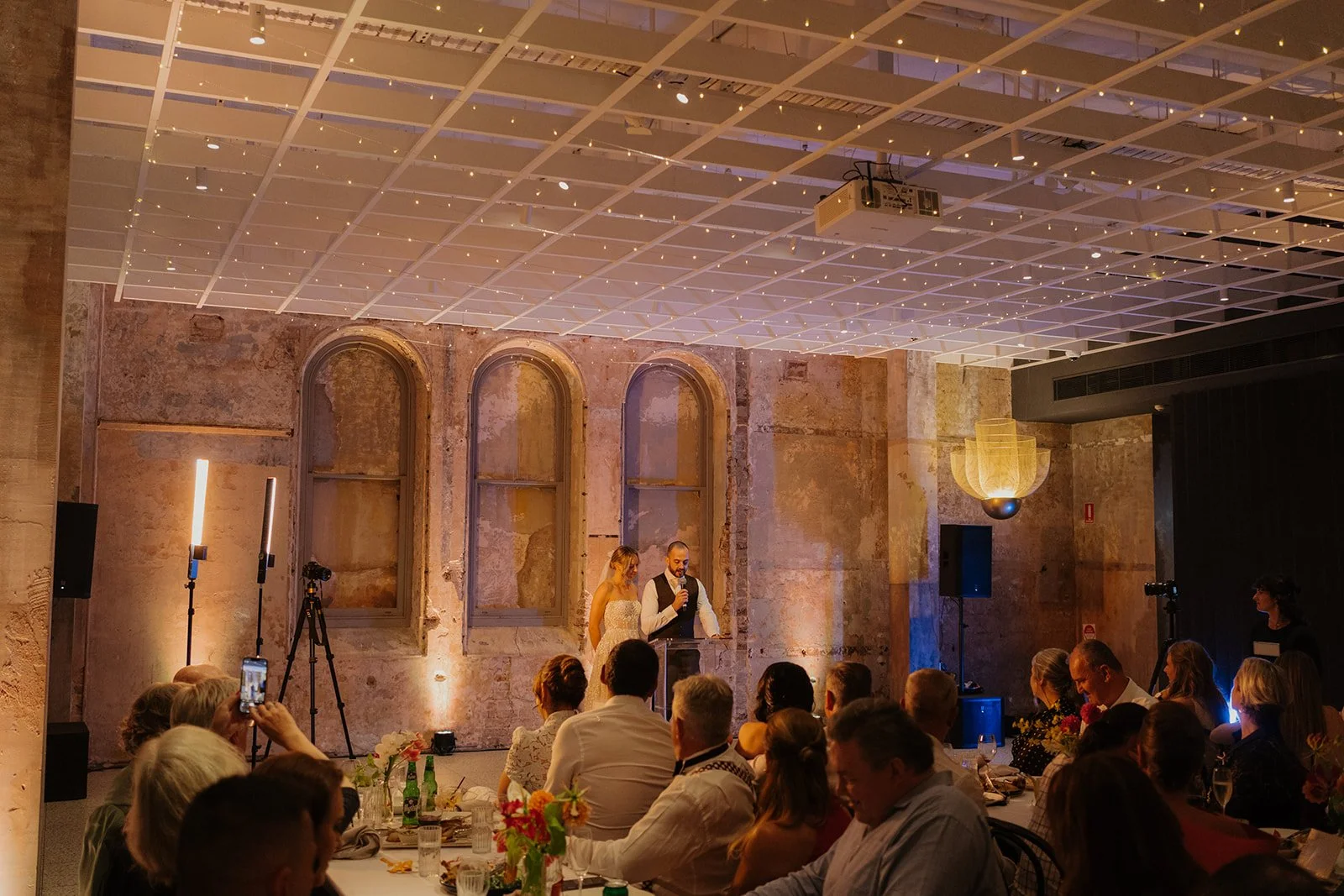 Groom giving speech at Alpha Dining wedding