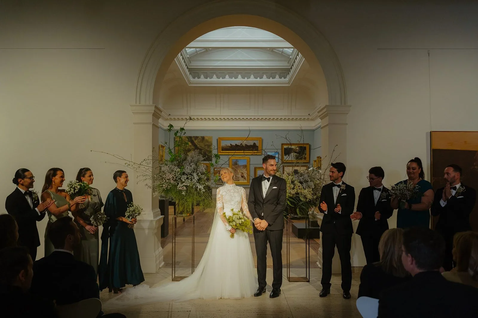Bride and groom getting married at NSW Art Gallery