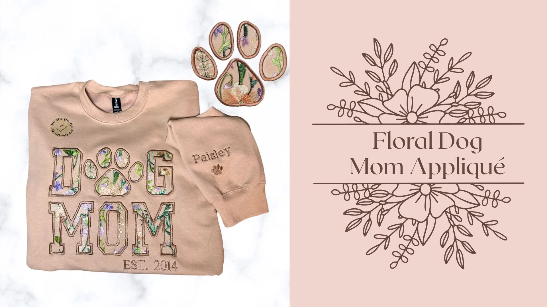 Floral Dog Mom Appliqué