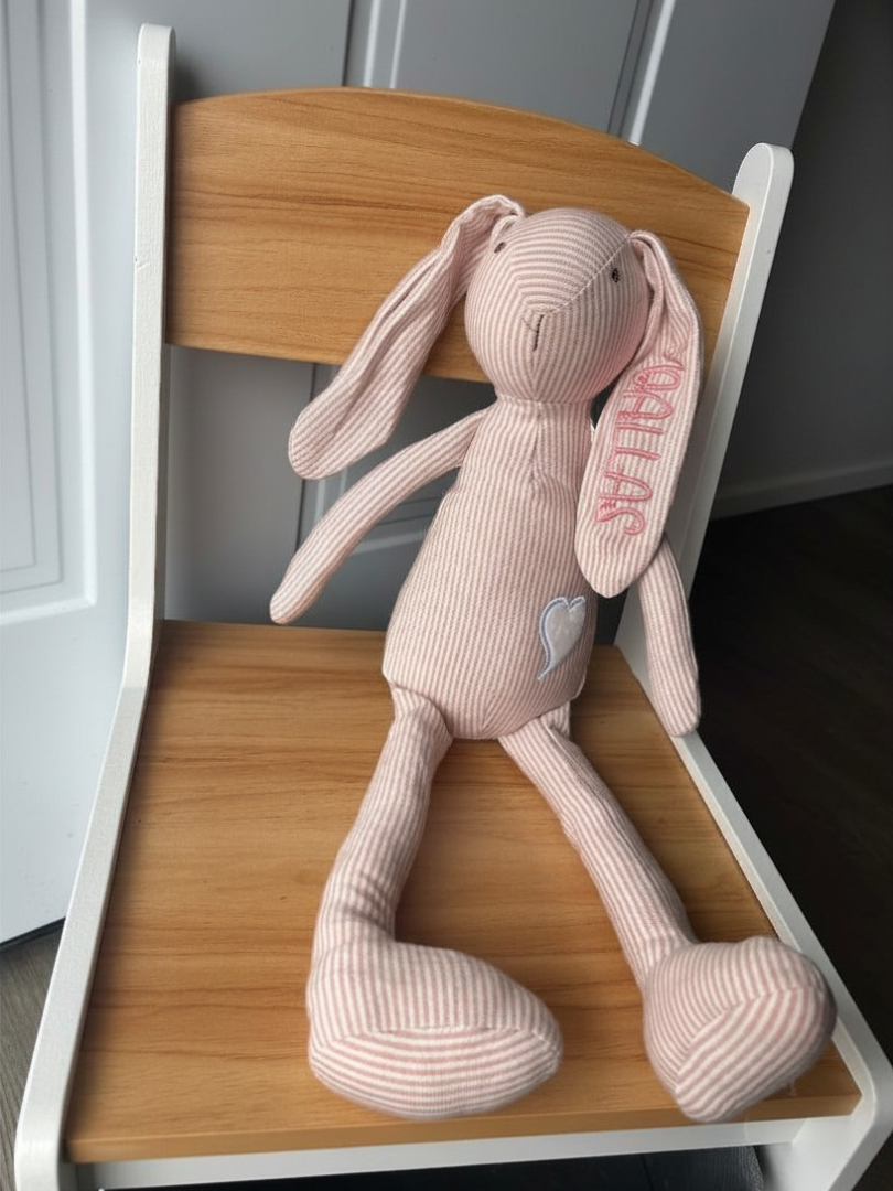 Posy the Pink Stripe Bunny- Custom Embroidery