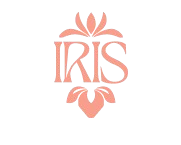 Decorative logo with the word 'IRIS' in stylized pink font, featuring floral and leaf motifs.