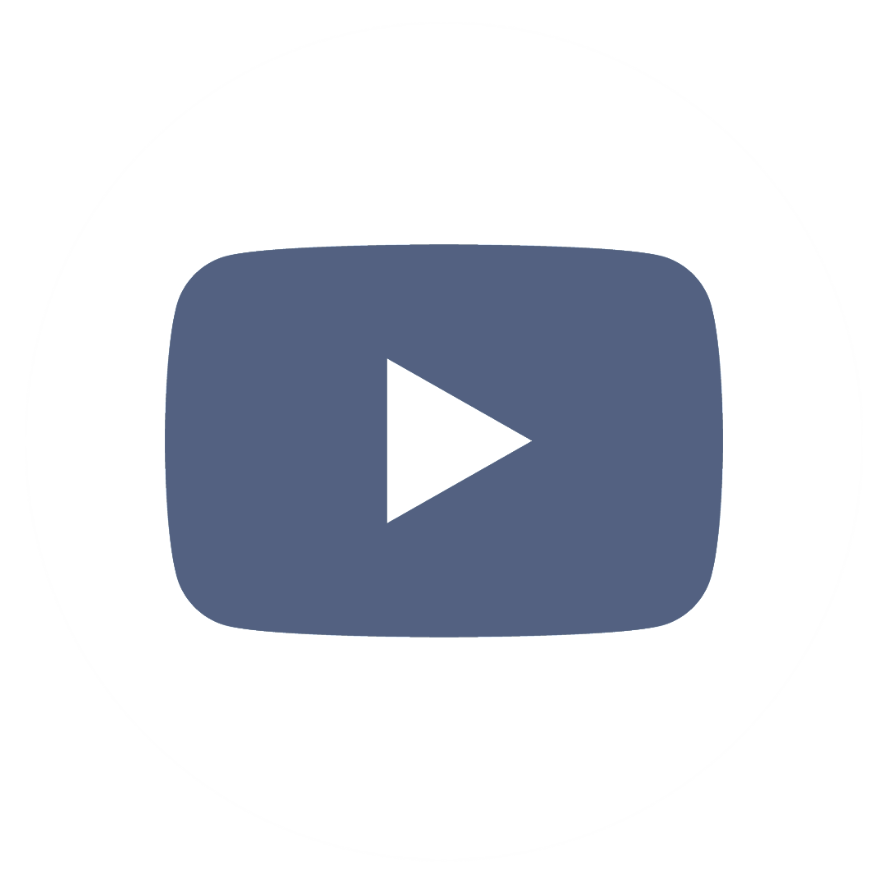 YouTube play button icon inside a white circle.