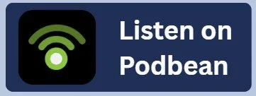Podbean podcast platform logo with a green Wi-Fi icon and text 'Listen on Podbean'