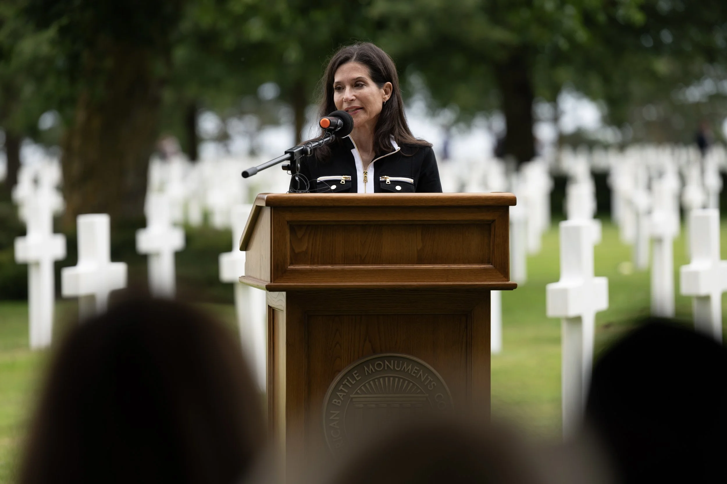 Samantha Baskind speaking at Nathan Baskind's ceremonial burial.