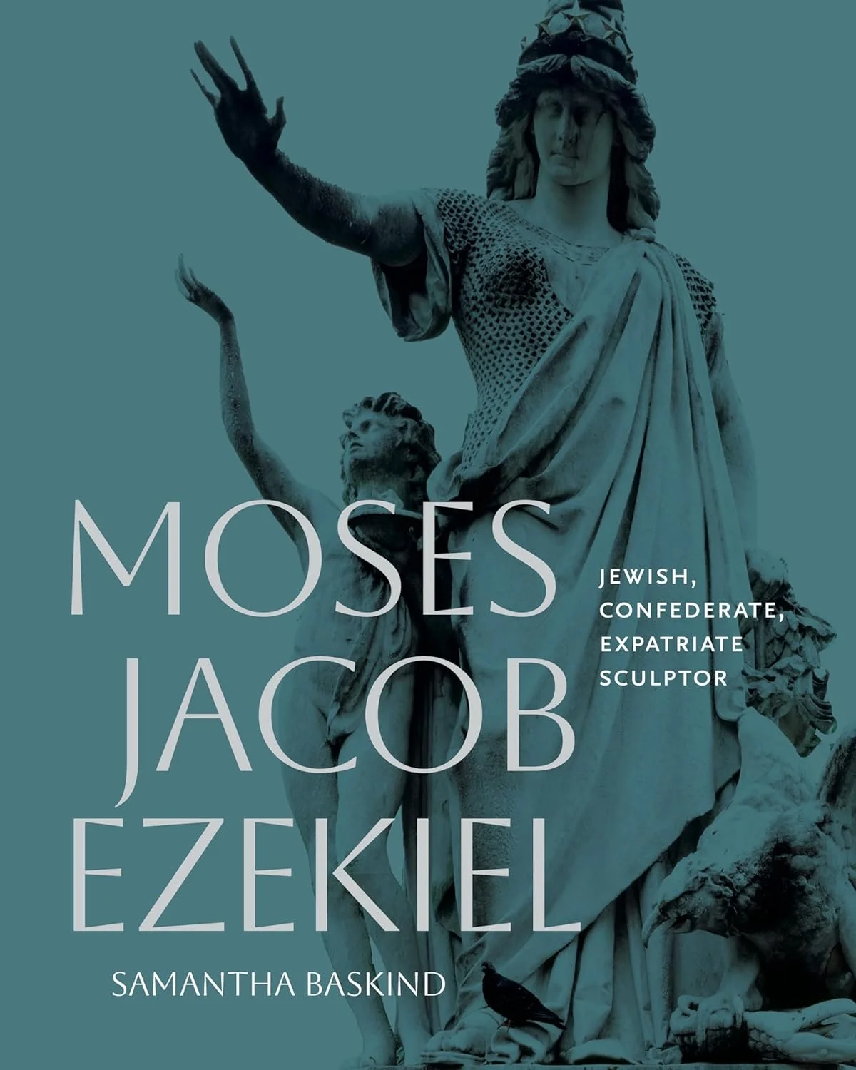 Book cover featuring a statue of Moses holding the Ten Commandments with a smaller statue of a woman playing a horn, a bird, and a dog at the base. Text includes title and author's name.