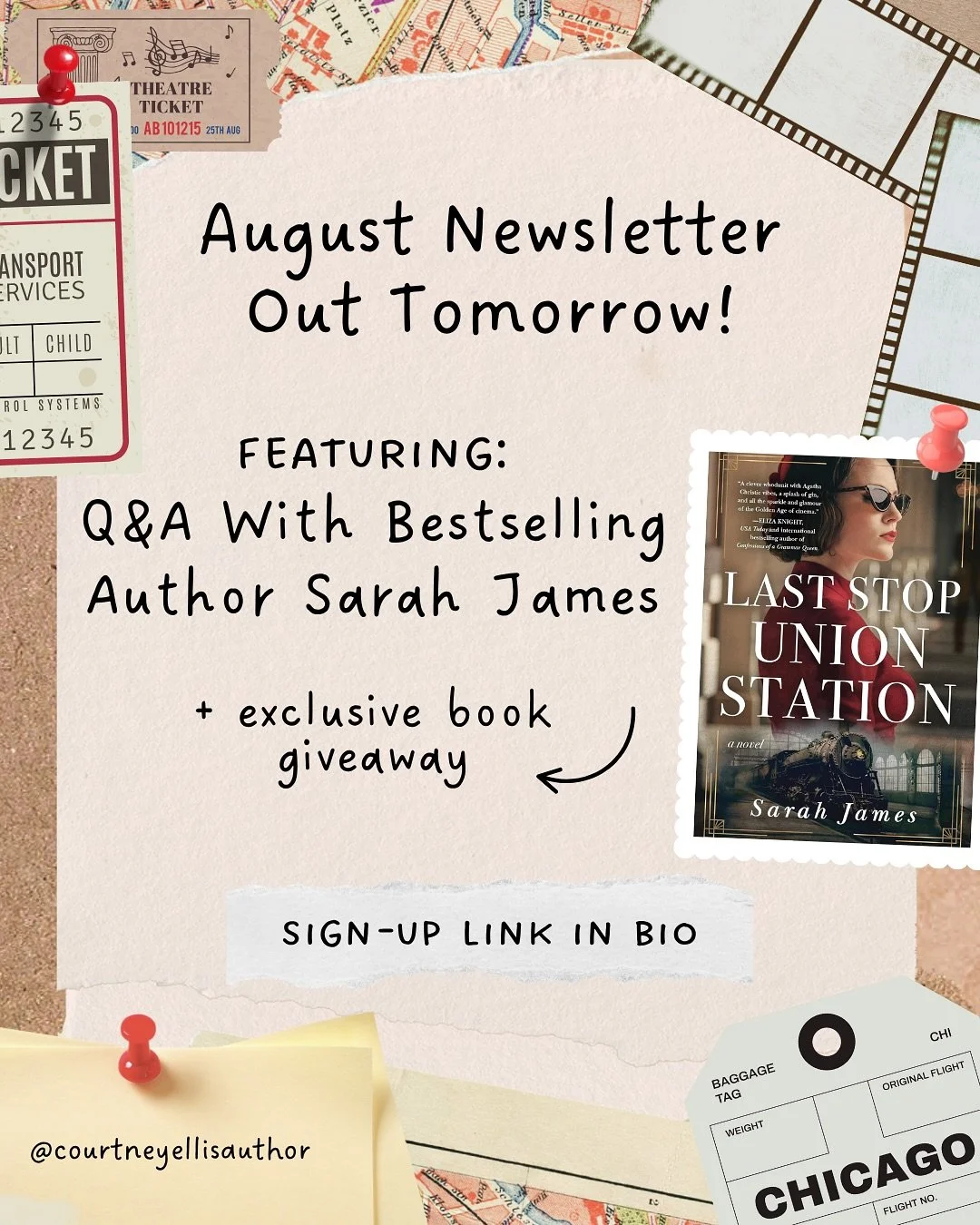 Newsletter coming soon! 💌

Tomorrow&rsquo;s August edition features a Q&amp;A with one of my favorite historical fiction authors, Sarah James. We discuss her new novel LAST STOP UNION STATION, as well as her writing process. If you have read any of 