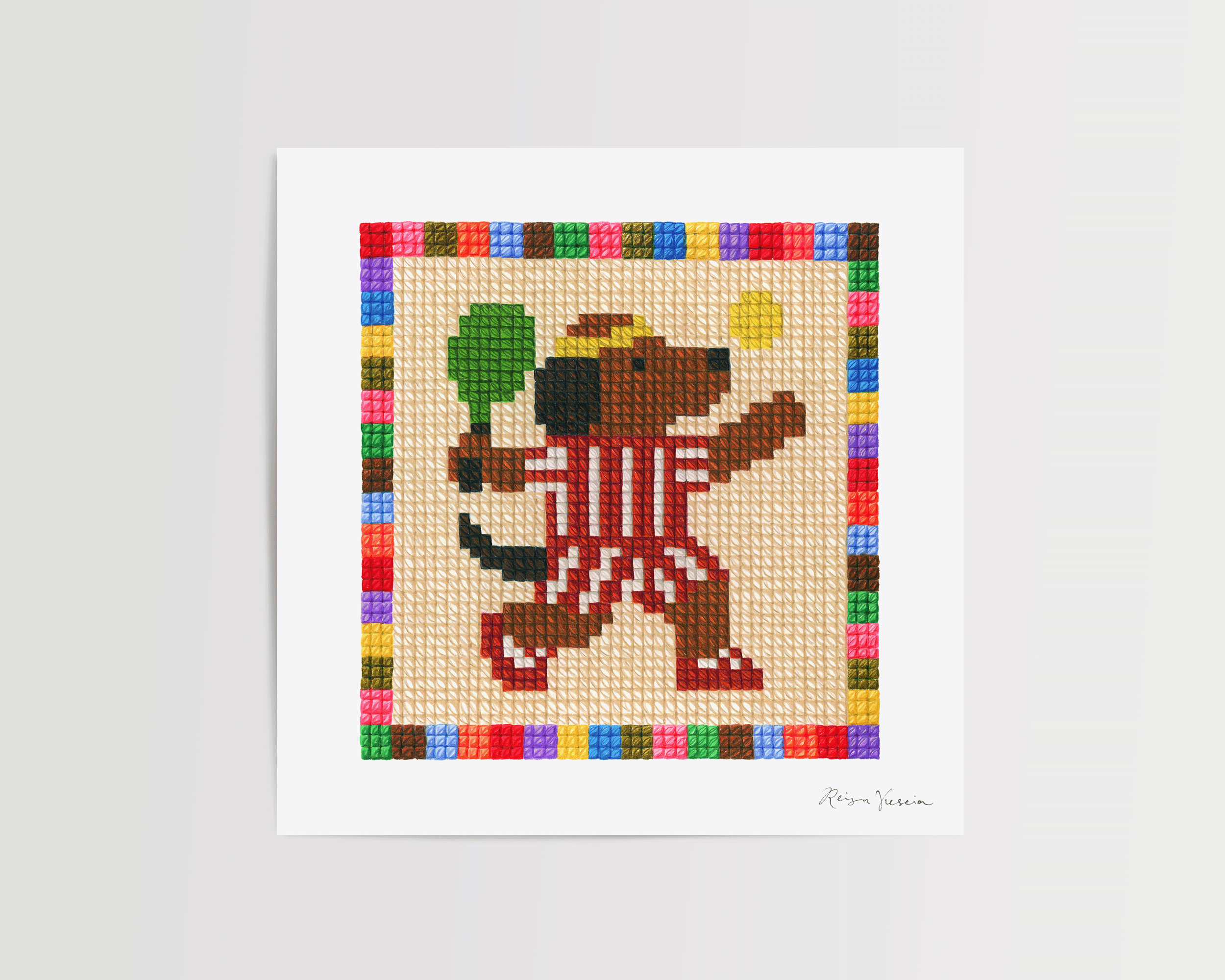 Cross Stitch Dog Pickleball Drawing