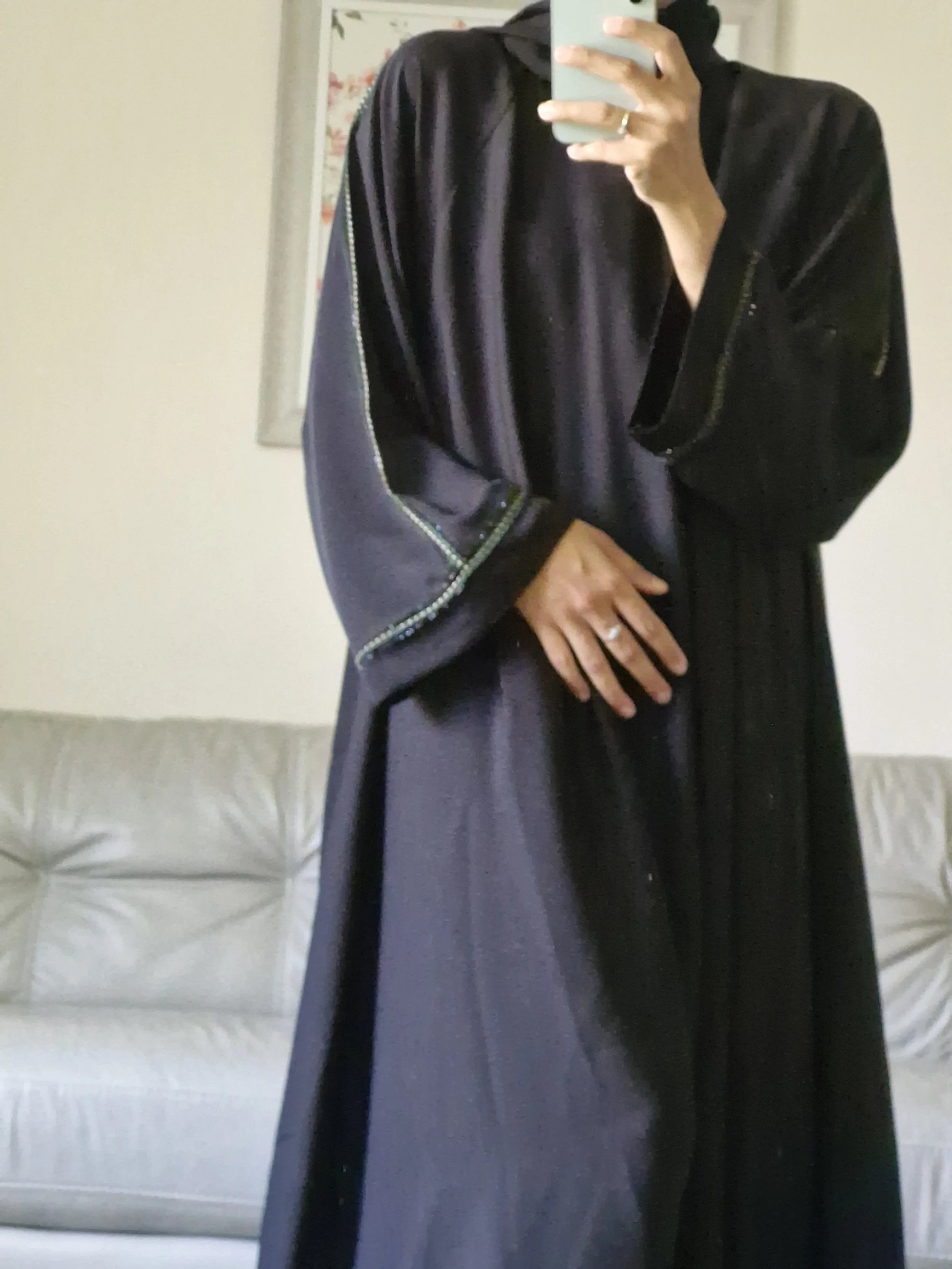 Timeless Luna Ramadan Abaya 52" with Only Black Embroidery