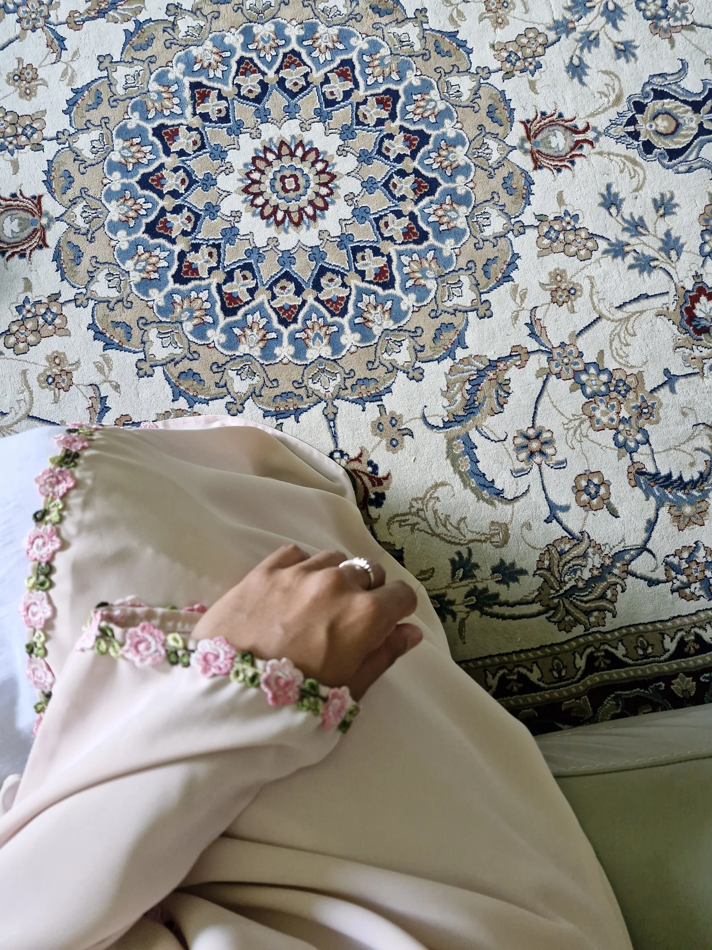 Pastel Pink Bloom Open Abaya 52"