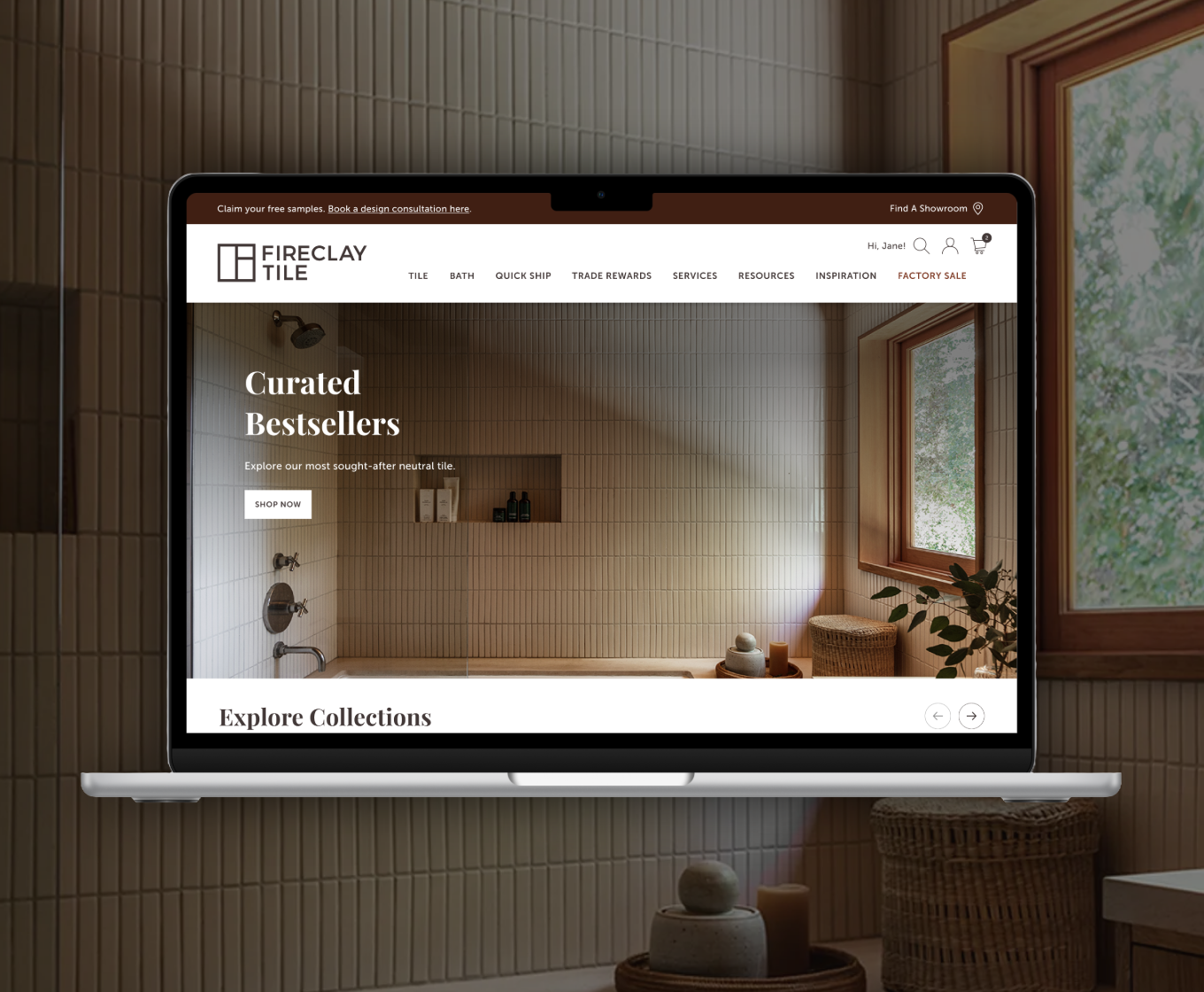Fireclay Tile Website Navigation