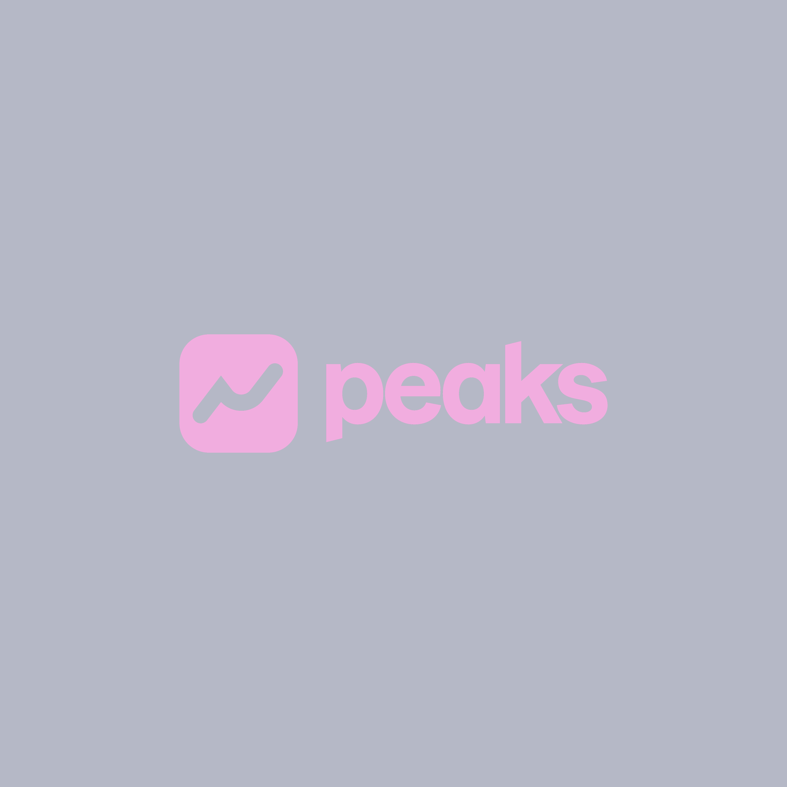 The logo of Peaks with a purple stylized mountain symbol followed by the word 'peaks' in purple font on a dark blue background.
