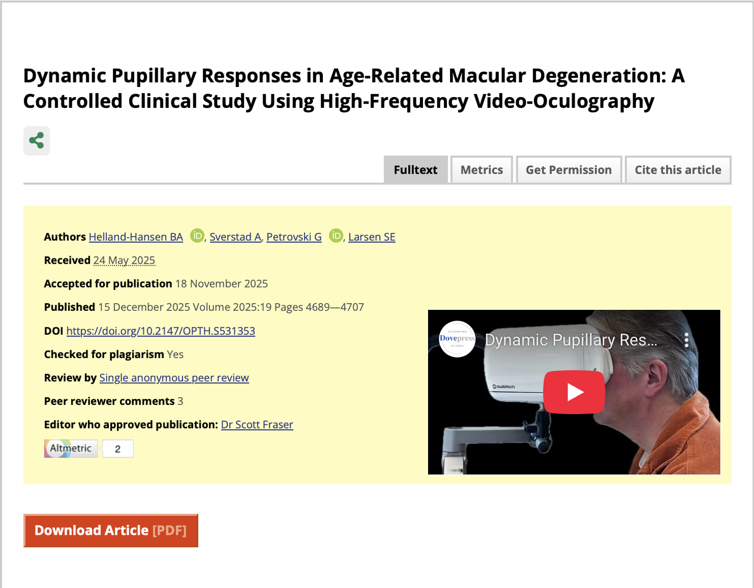 New Clinical Study Validates Dynamic Pupillary Responses as Functional Biomarkers for Age-Related Macular Degeneration (AMD)