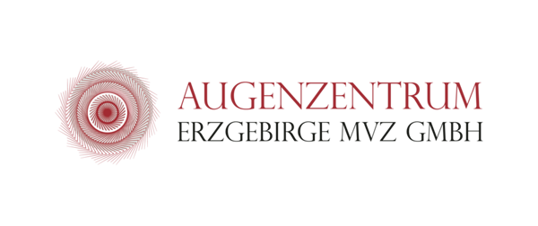 Logo of Augenzentrum Erzgebirge MVZ GmbH featuring a red circular eye design.