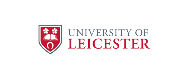 University of Leicester logo with shield emblem and open book with flowers