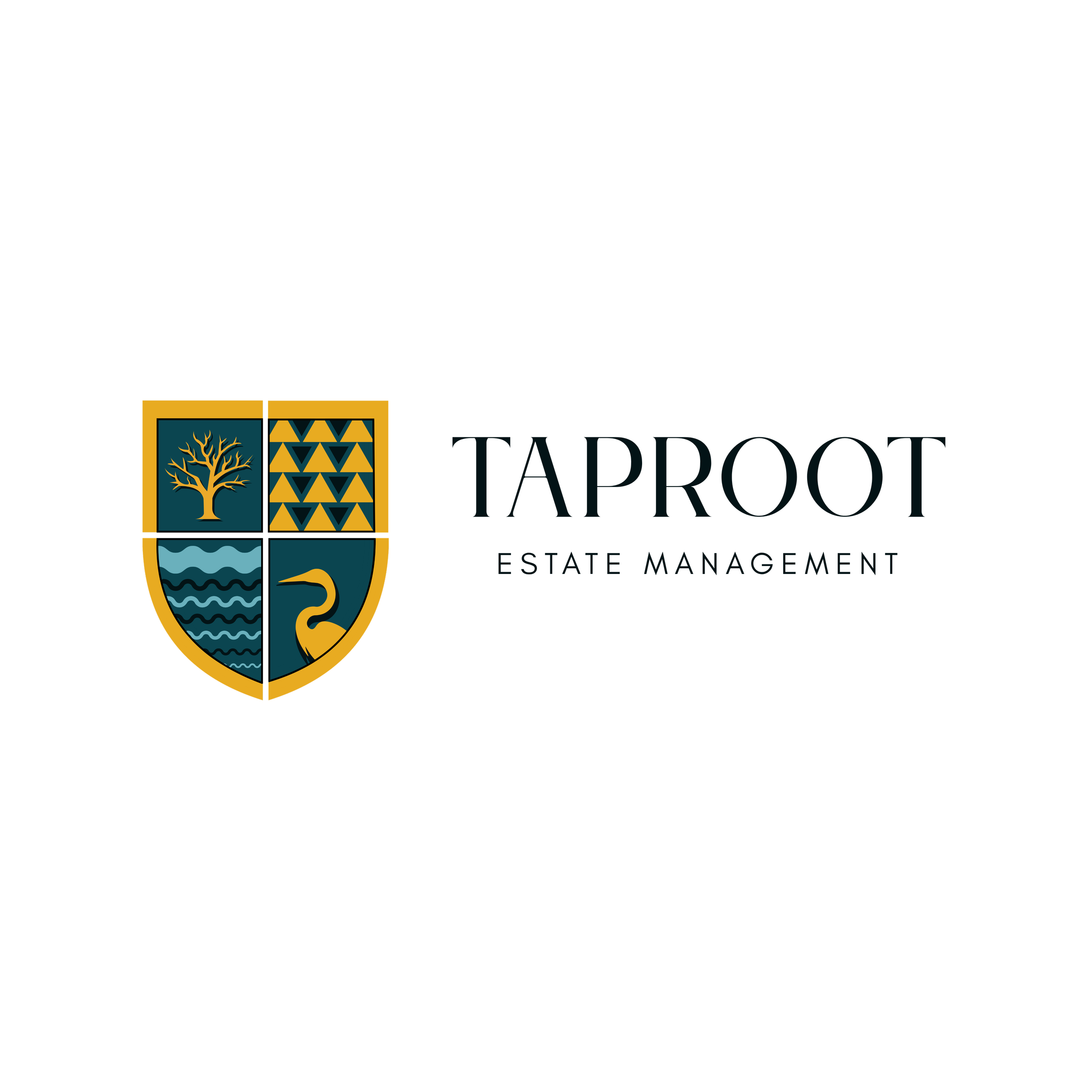 The TAPRO estate management logo featuring a shield with a tree, water waves, and a snake, with the text 'TAPRO' and 'Estate Management'.