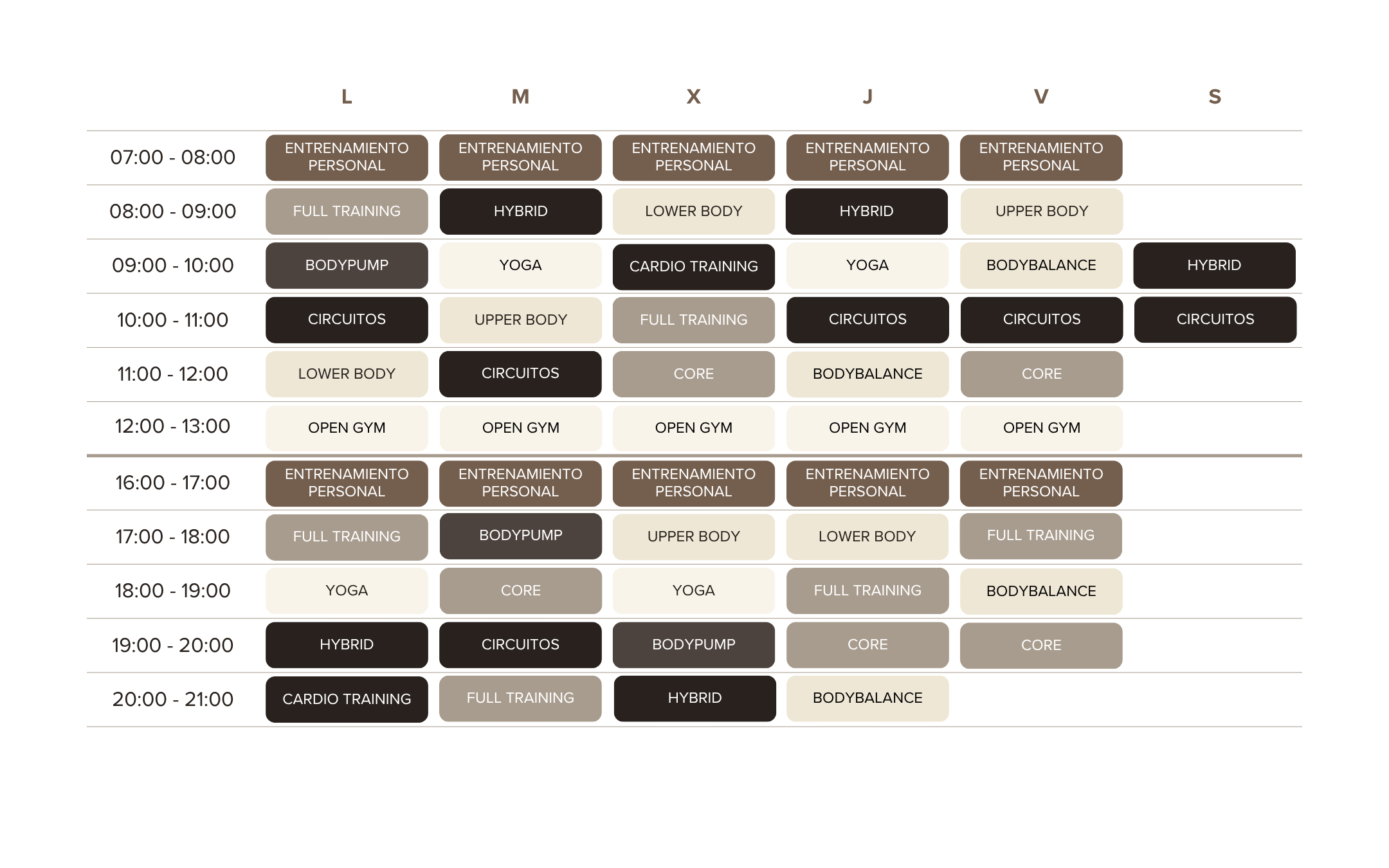 Horarios de entrenamiento y clases dirigidas en Selvático Fitness Soria